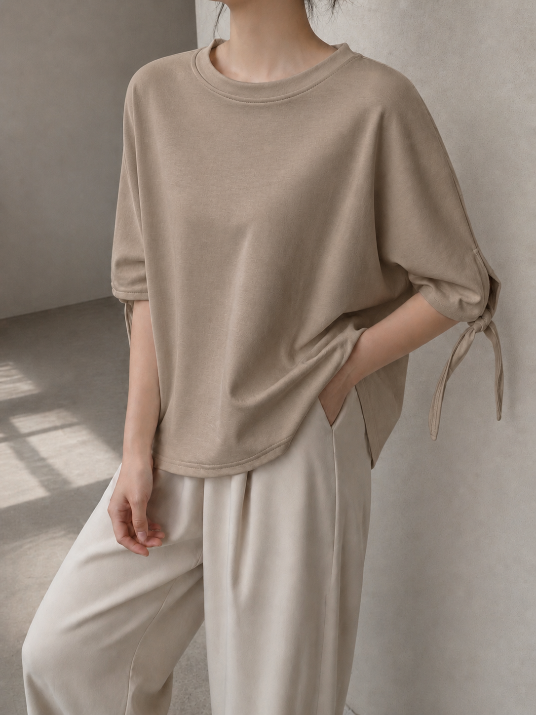 6109 Taylor Tie-Sleeve Oversize Cotton Top (B FS; L 55cm)