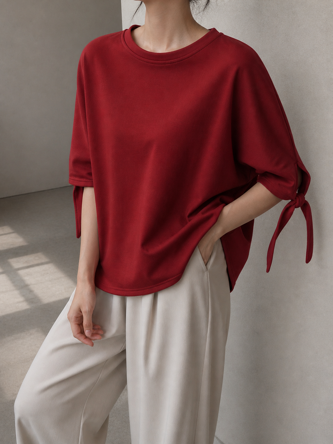 6109 Taylor Tie-Sleeve Oversize Cotton Top (B FS; L 55cm)