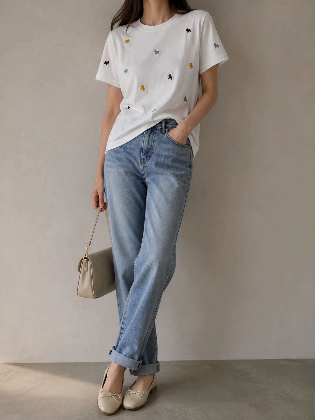 2616 Ellis Embroidered Patterns Basic Cotton Top (B 45-55cm; L 56cm)