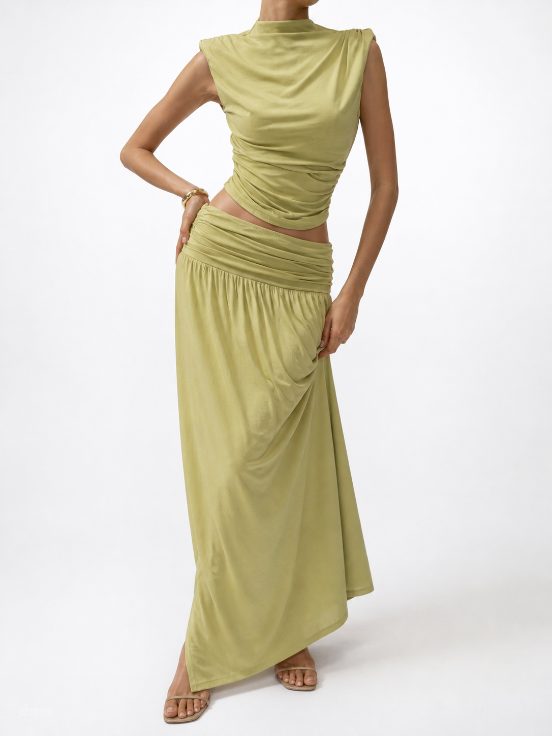 9933 Hadelyn Cotton Sleeveless High Neck Top & Skirt Set (Top: B 35-49cm; L 46cm, Bottom: UW 32-40cm; H FS; L 95cm)