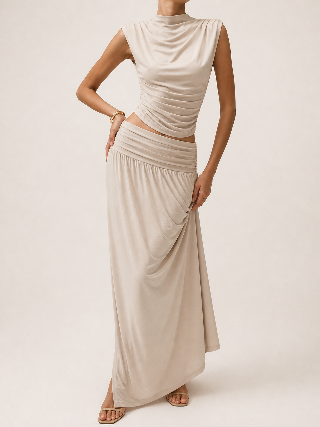 9933 Hadelyn Cotton Sleeveless High Neck Top & Skirt Set (Top: B 35-49cm; L 46cm, Bottom: UW 32-40cm; H FS; L 95cm)