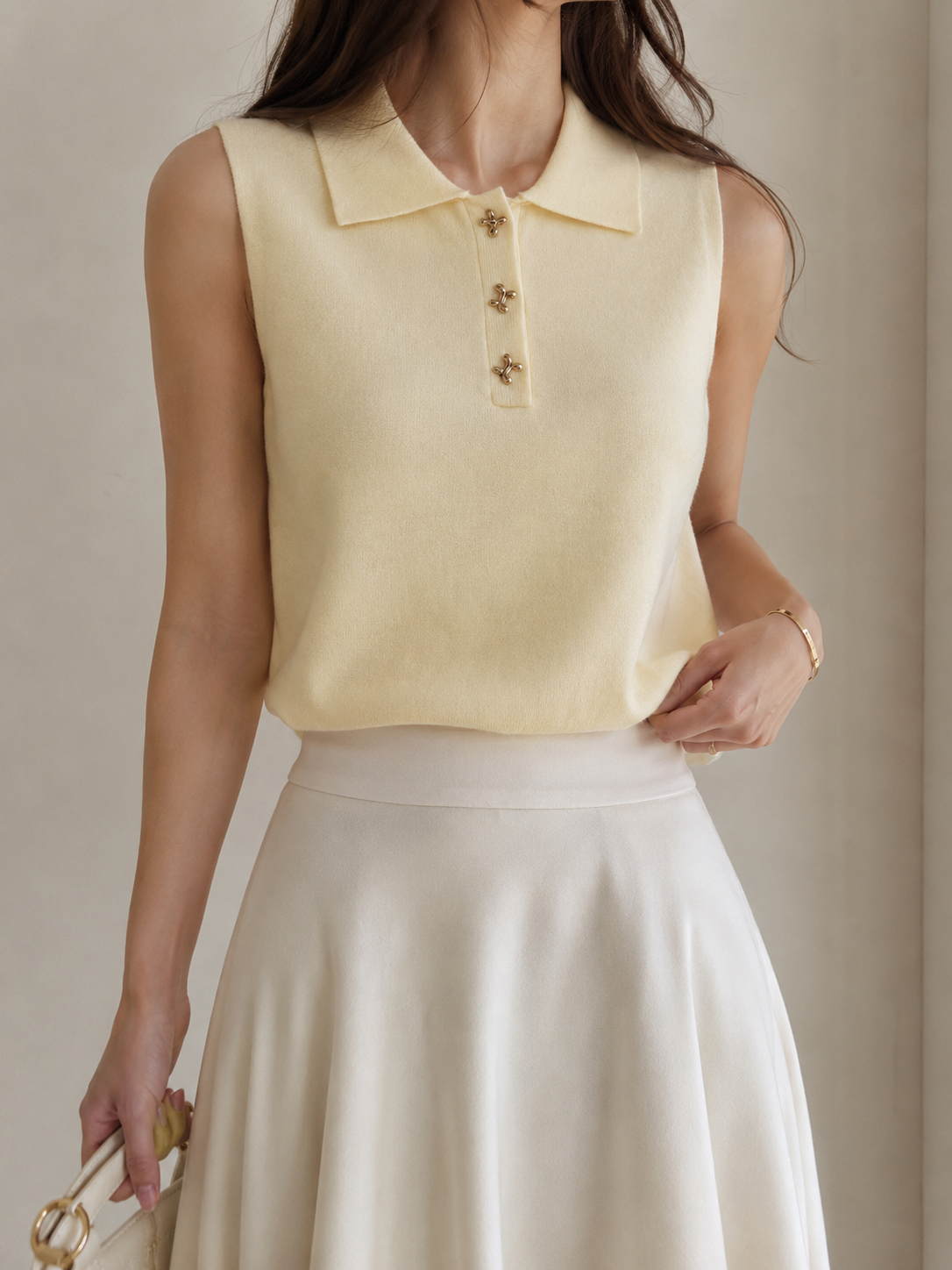 634 Joanelle Sleeveless Collared Knit Top (B 44-60cm; L 52cm)