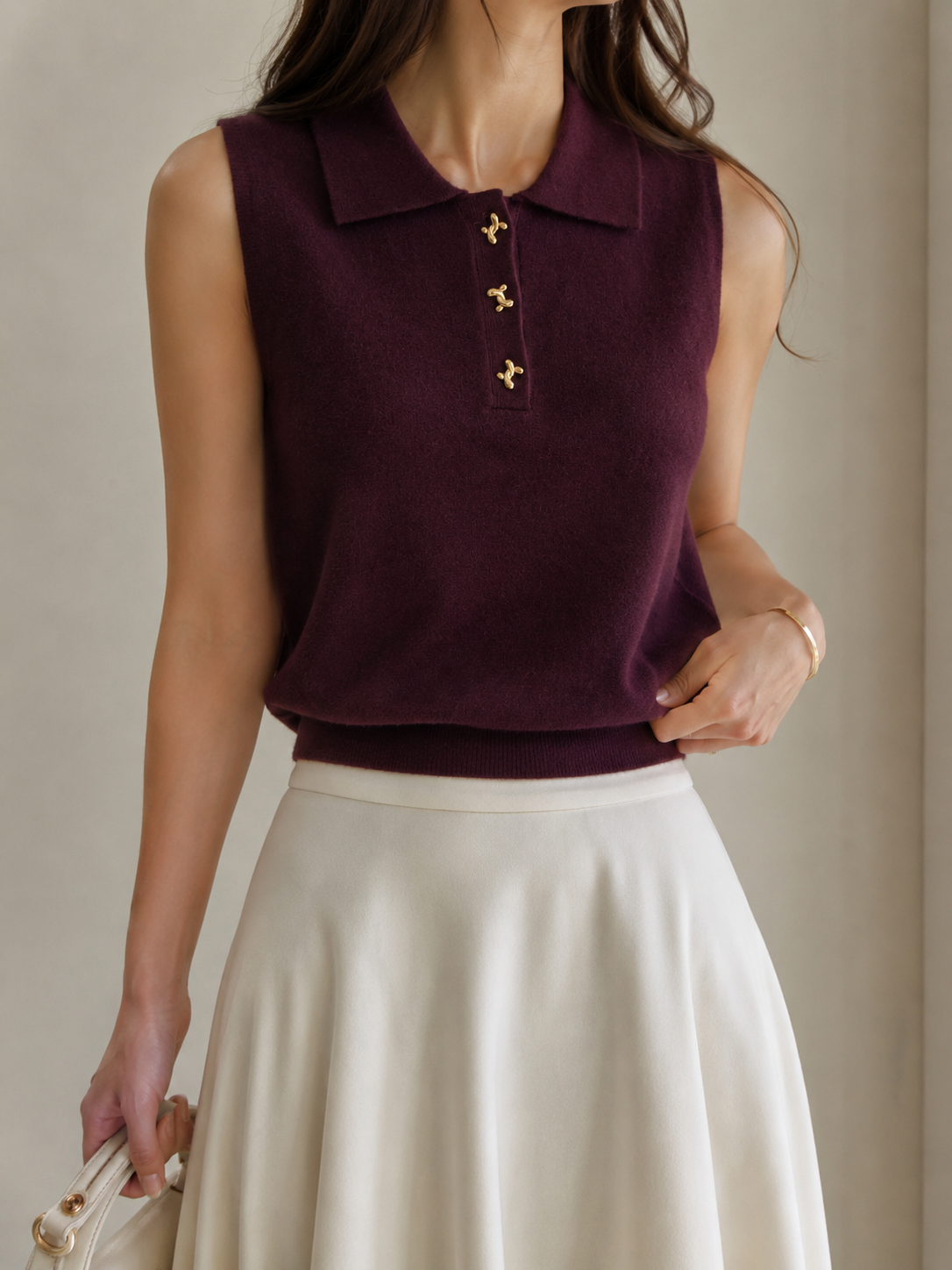 634 Joanelle Sleeveless Collared Knit Top (B 44-60cm; L 52cm)