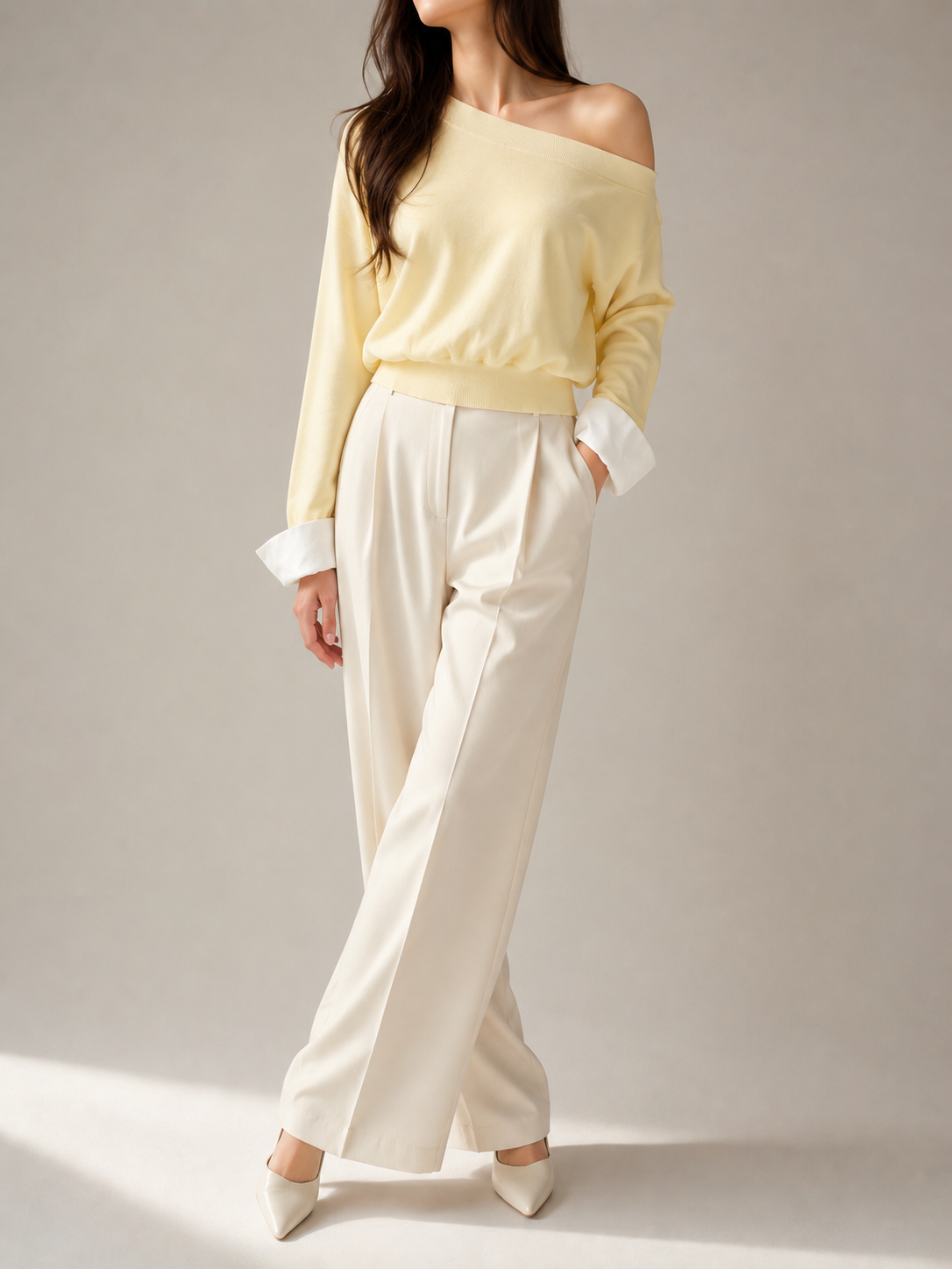 660 Ovidia Off Shoulder Long Sleeve Knit Top (B 49-62cm; L 50cm)