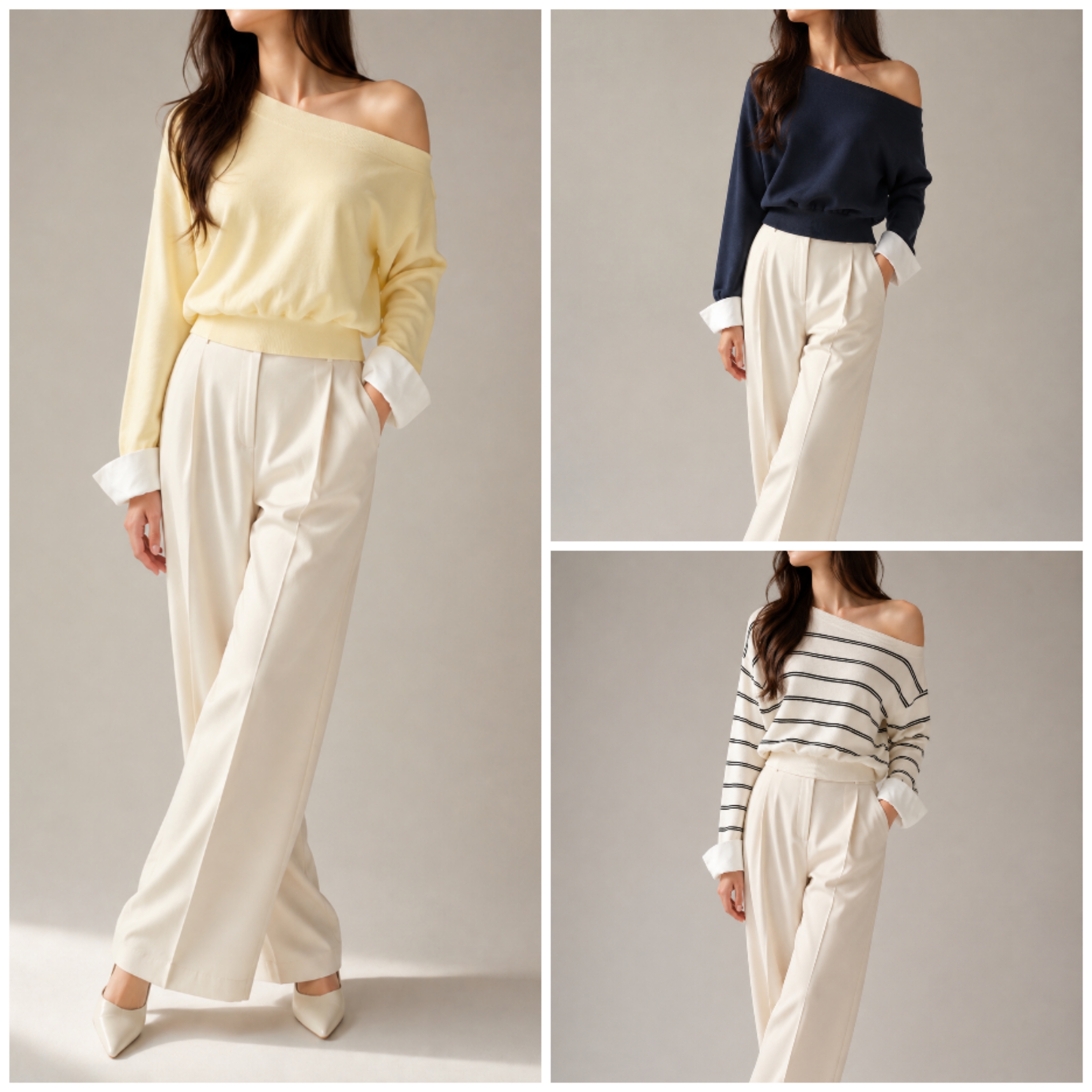 660 Ovidia Off Shoulder Long Sleeve Knit Top (B 49-62cm; L 50cm)