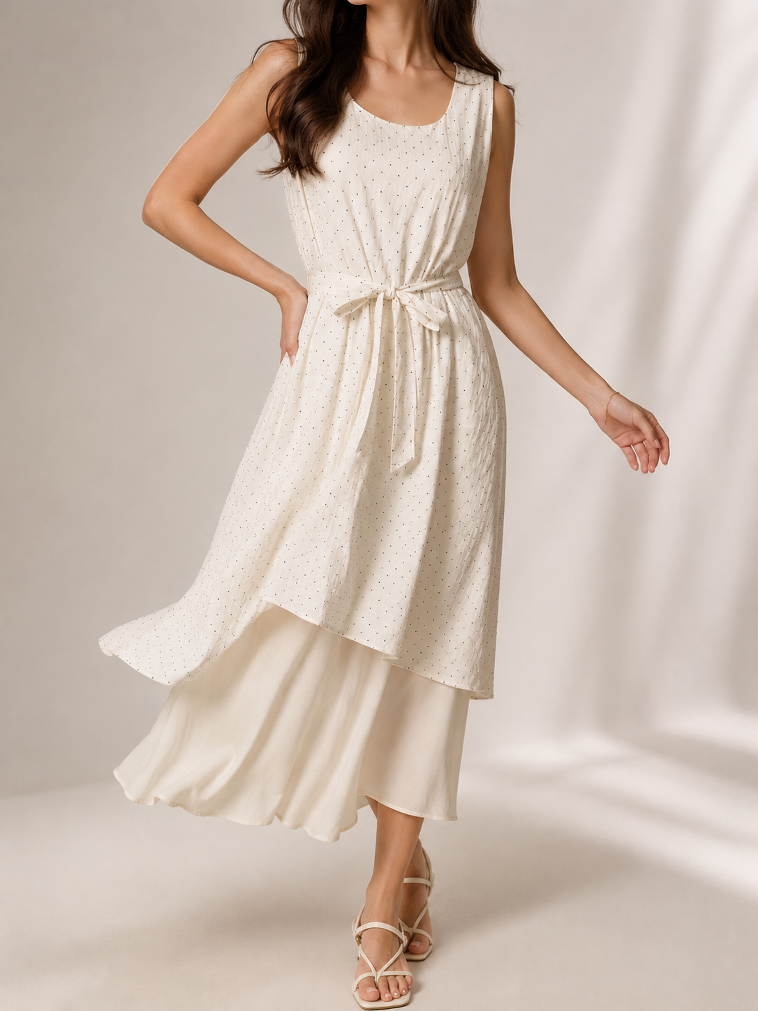 8816 Penny Polka Dot Sleeveless Dress w Pockets (B 52cm; H 69cm; L 120cm)