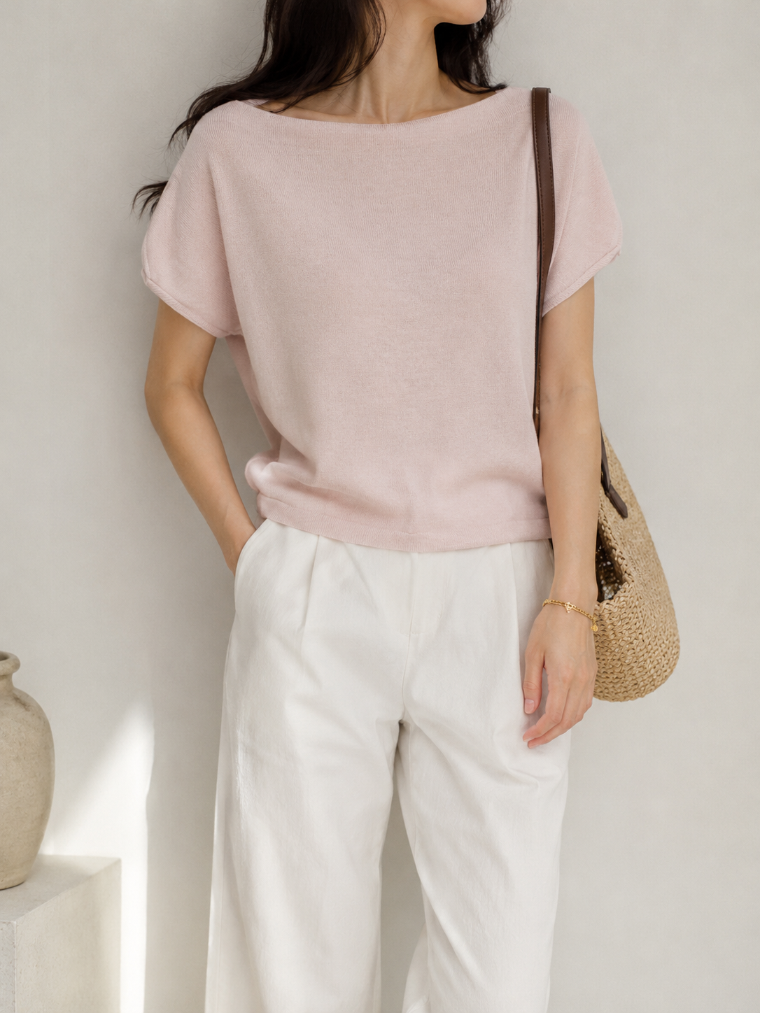 3132 Bellona Boat Neck Cap Sleeve Knit Top (B 49-60cm; L 54cm)