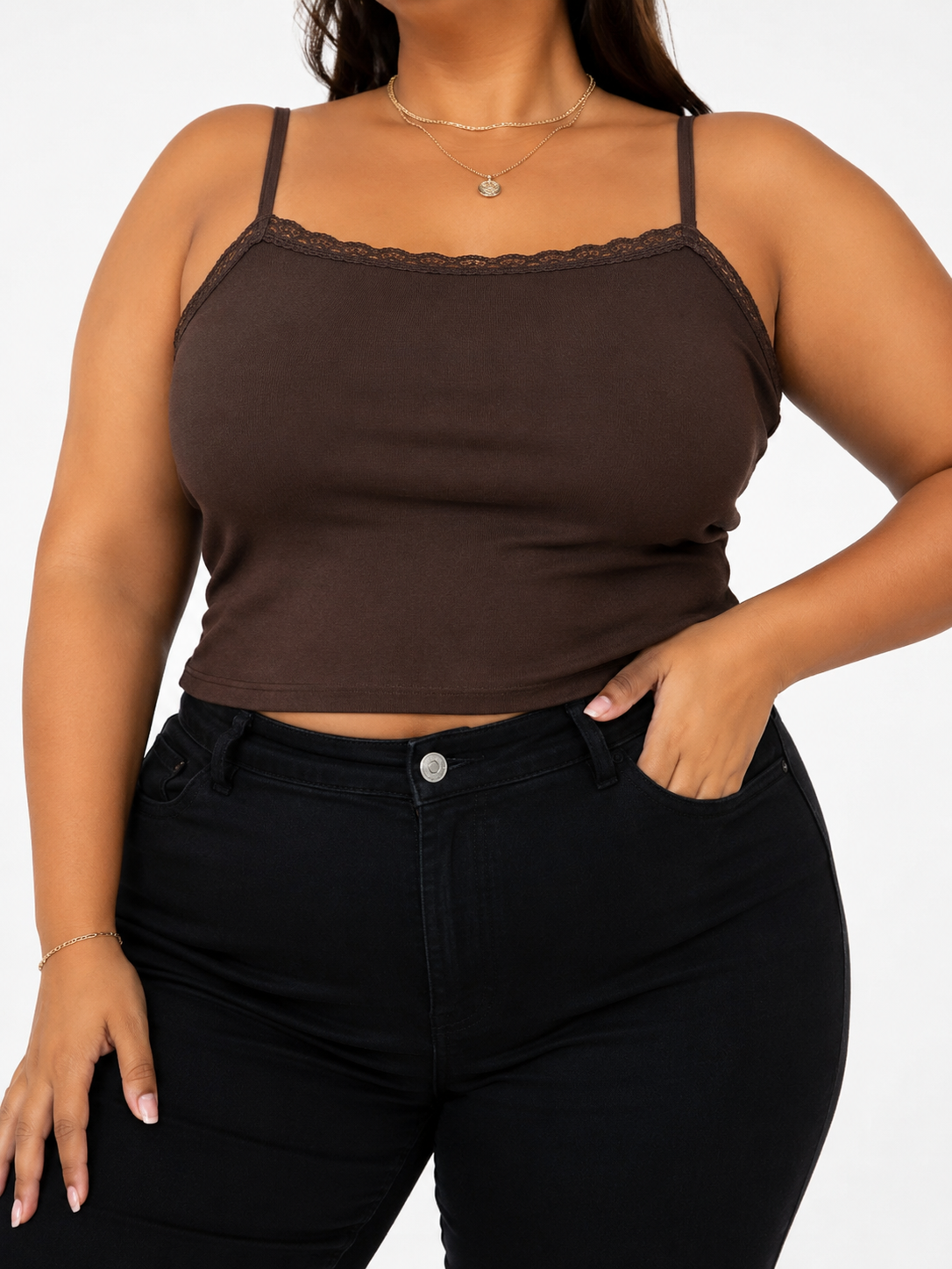 1918 Laelyn Lacy Hem Adjustable Strap Cotton Padded Top (3XL) (B 40-55cm; UB 39-50cm; L 48cm)