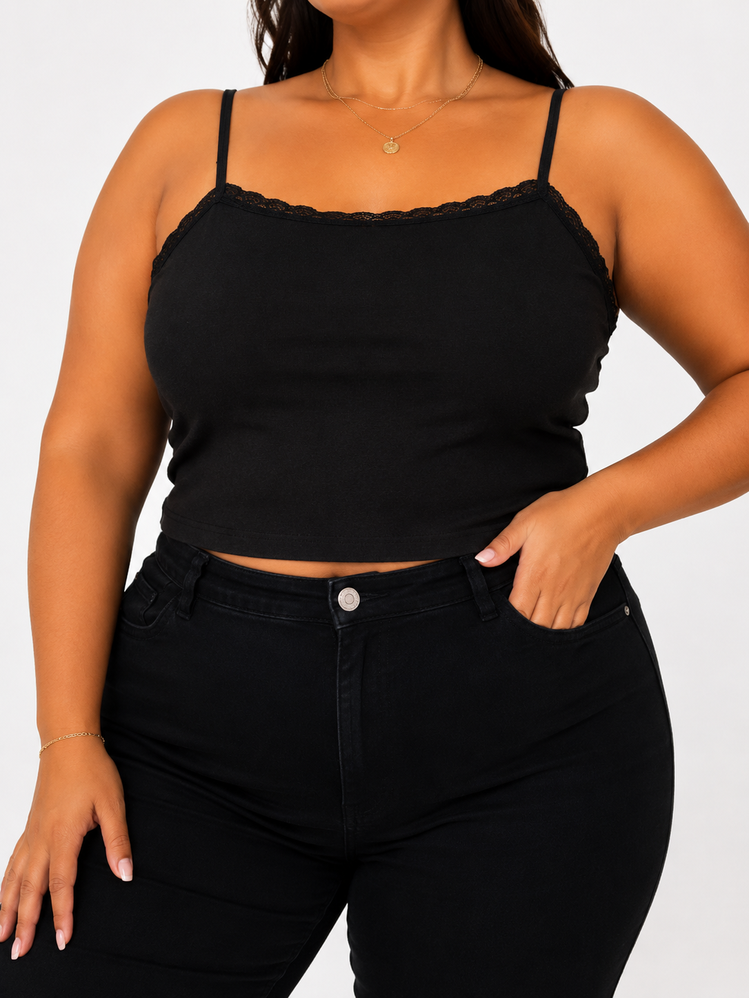 1918 Laelyn Lacy Hem Adjustable Strap Cotton Padded Top (3XL) (B 40-55cm; UB 39-50cm; L 48cm)