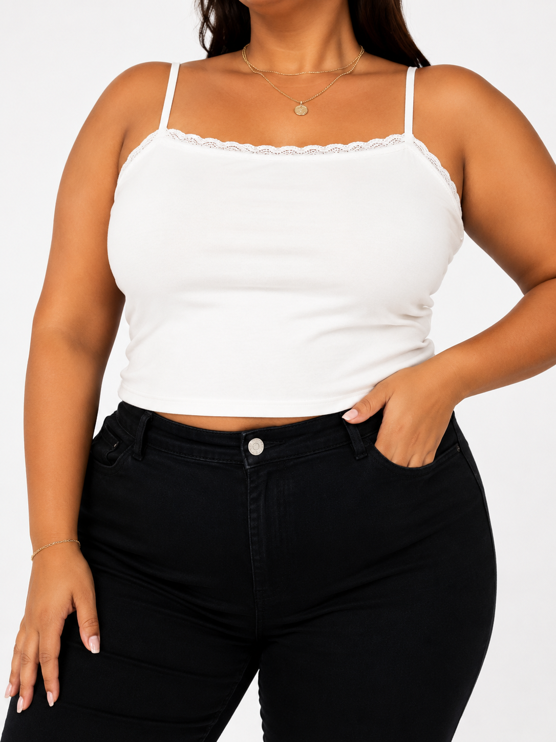 1918 Laelyn Lacy Hem Adjustable Strap Cotton Padded Top (3XL) (B 40-55cm; UB 39-50cm; L 48cm)