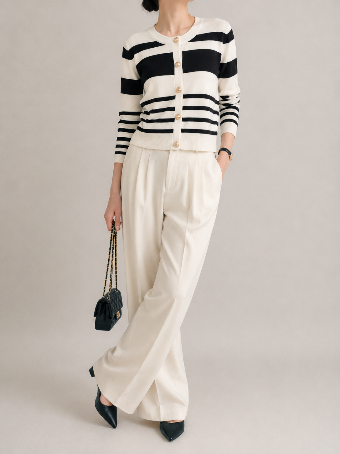 1312 Cassidy Crest Button Striped Knit Cardigan (B 50-56cm; L 50cm)