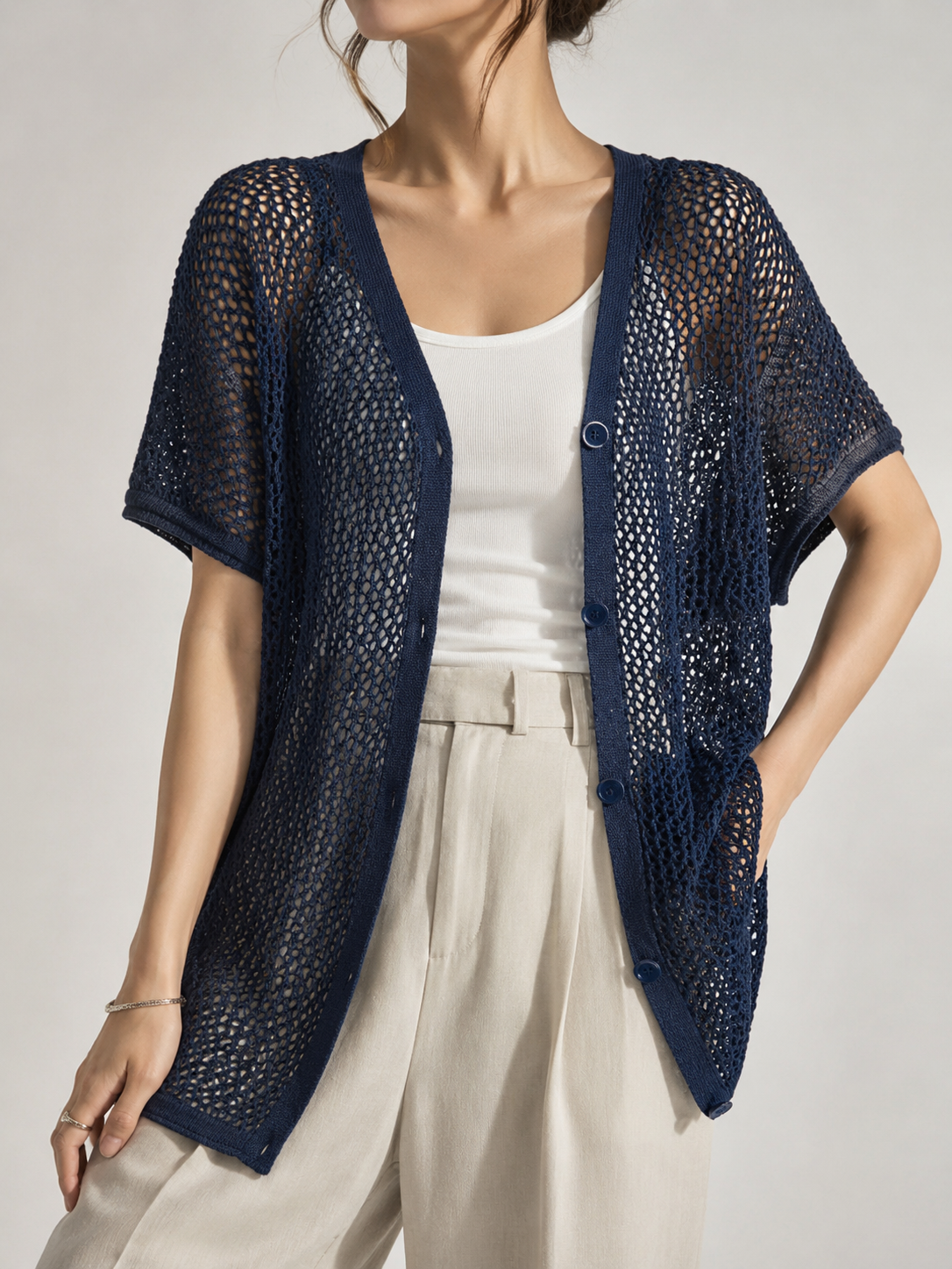 8615 Bavina Button Down Crochet Top (B 60-62cm; L 58cm)