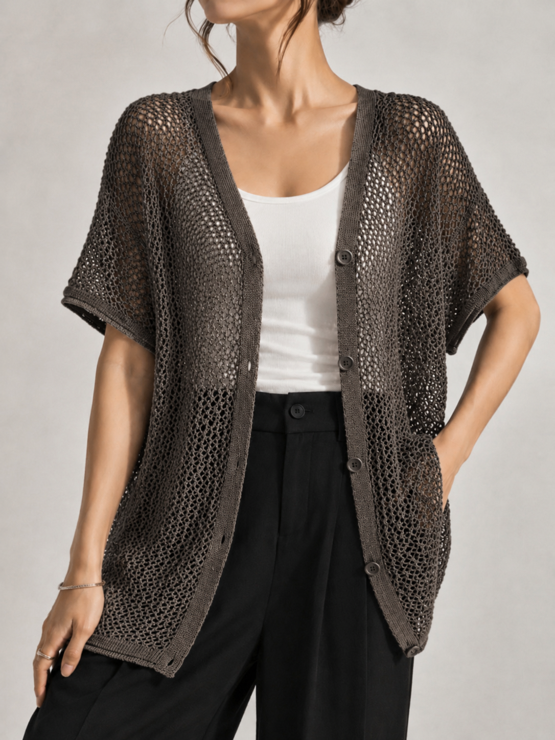 8615 Bavina Button Down Crochet Top (B 60-62cm; L 58cm)