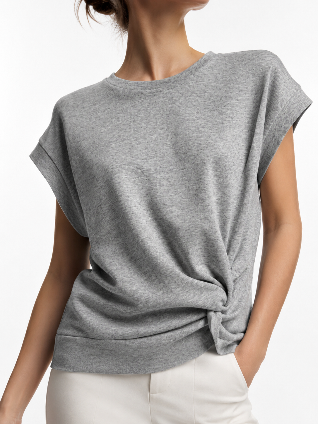 2517 Terriella Side Twist Cap Sleeve Cotton Top (B 52-54cm; L 57cm)