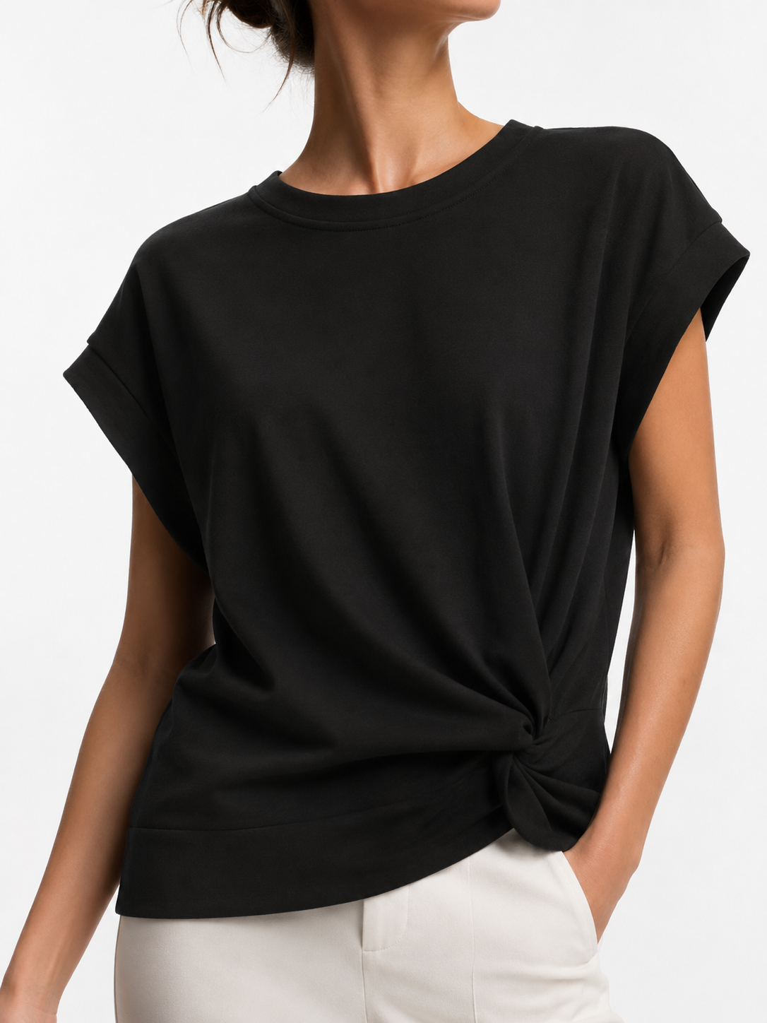 2517 Terriella Side Twist Cap Sleeve Cotton Top (B 52-54cm; L 57cm)