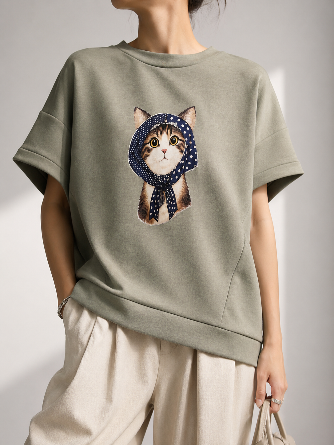 136 Tiggy Cat Print Cap Sleeve Cotton Top (B 58-60cm; L 55cm)