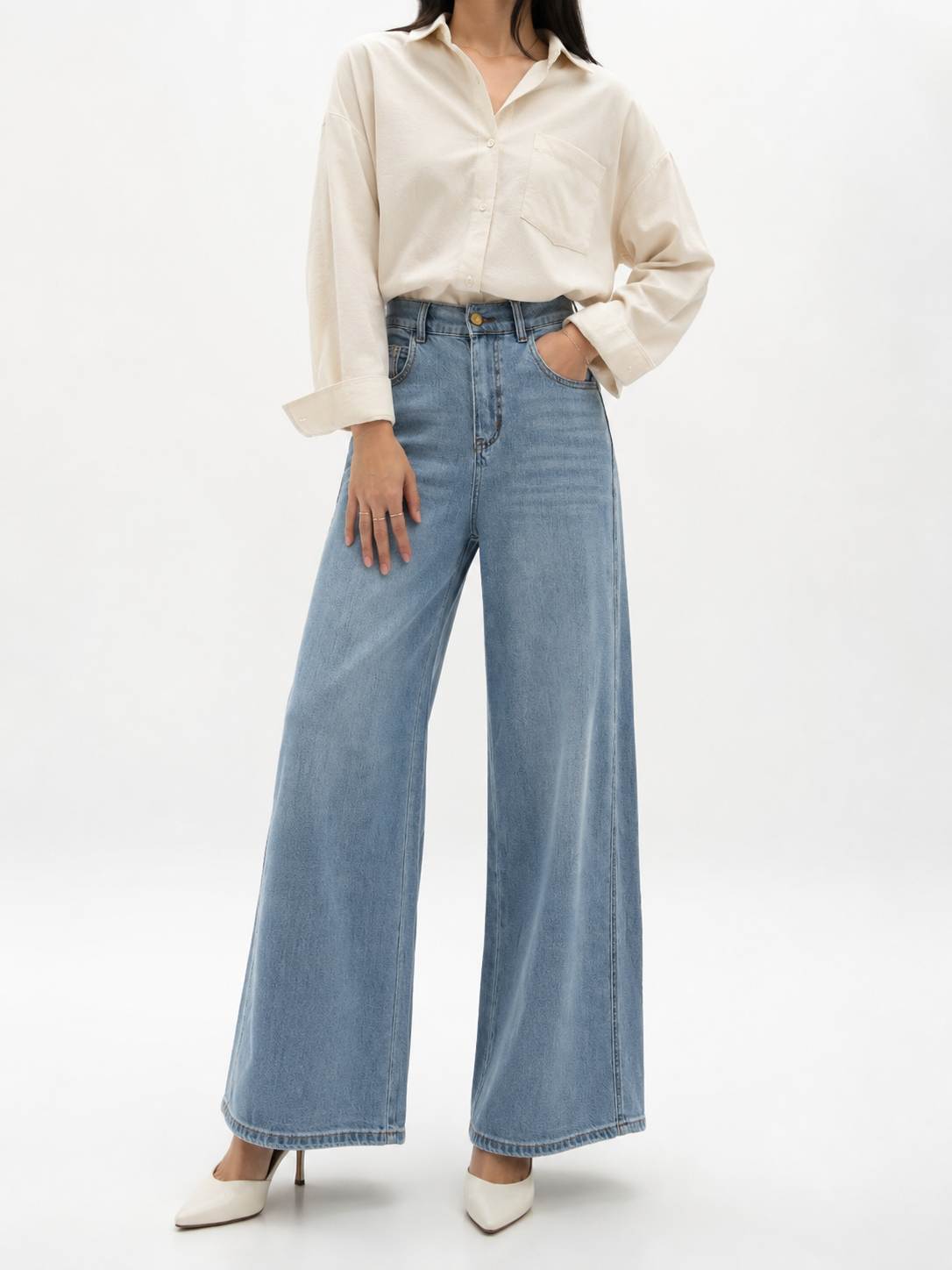 VV938 Dilliana Straight Cut Stretchable Denim Pants (Size 30: UW 36-42cm; H 50-58cm, Size 32: UW 38-44cm; H 52-60cm, Size 34: UW 40-46cm; H 53-63cm, Size 36: UW 40-48cm; H 56-66cm; L 107~110cm)