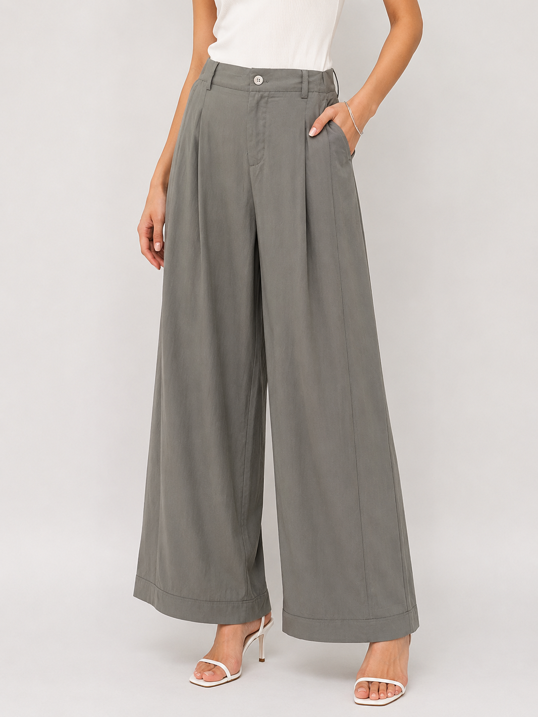 8995 Zoelle Front Zipper Casual Pants (L Size: UW 35-41cm; H 48-55cm; L 101cm, XL Size: UW 37-43cm; H 49-56cm; L 101cm)