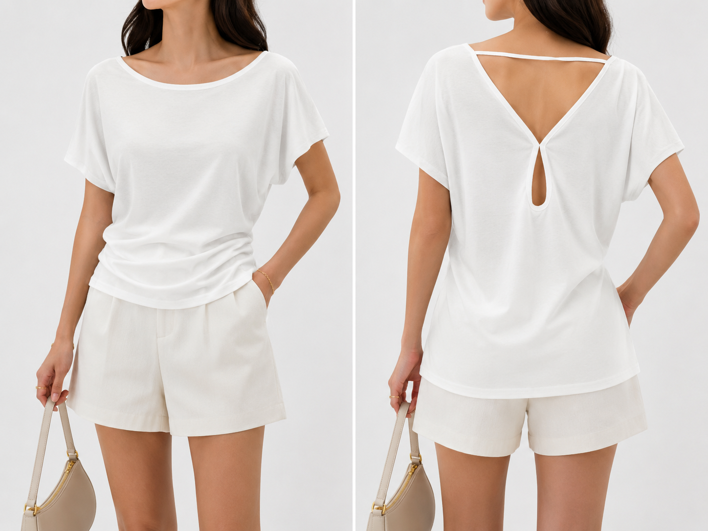 8608 Weston Wide Neck Back Keyhole Cotton Top (B 43-53cm; L 52cm)