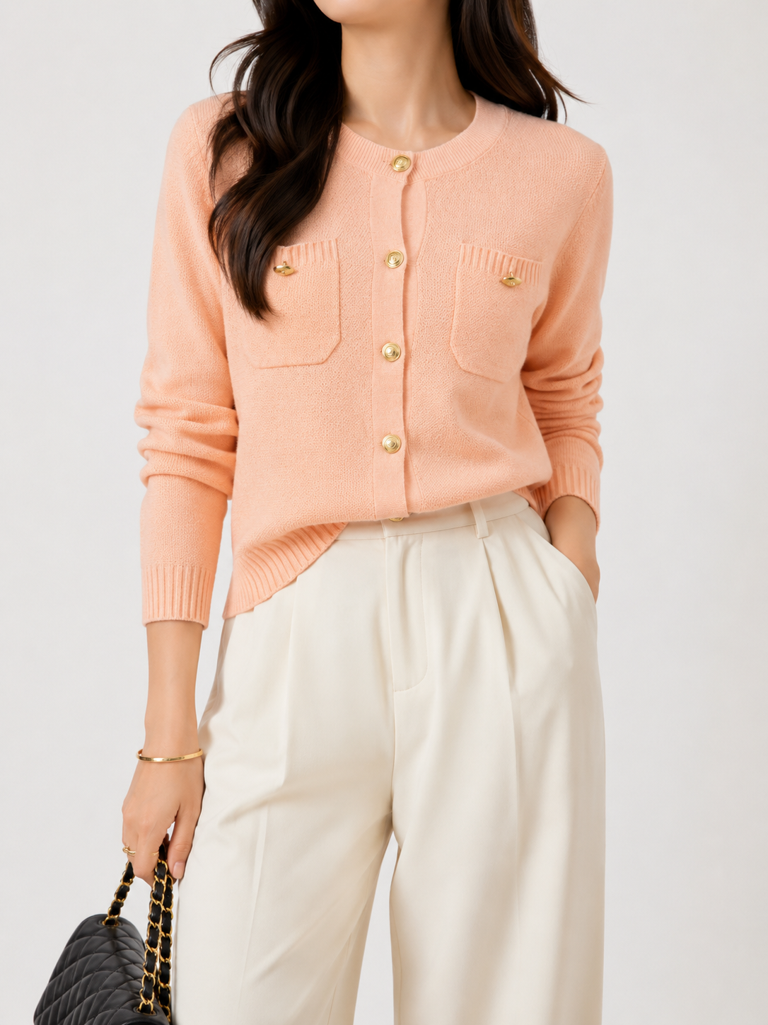 705 Gianni Crest Button Glimmering Knit Cardigan (B 47-52cm; L 50cm)