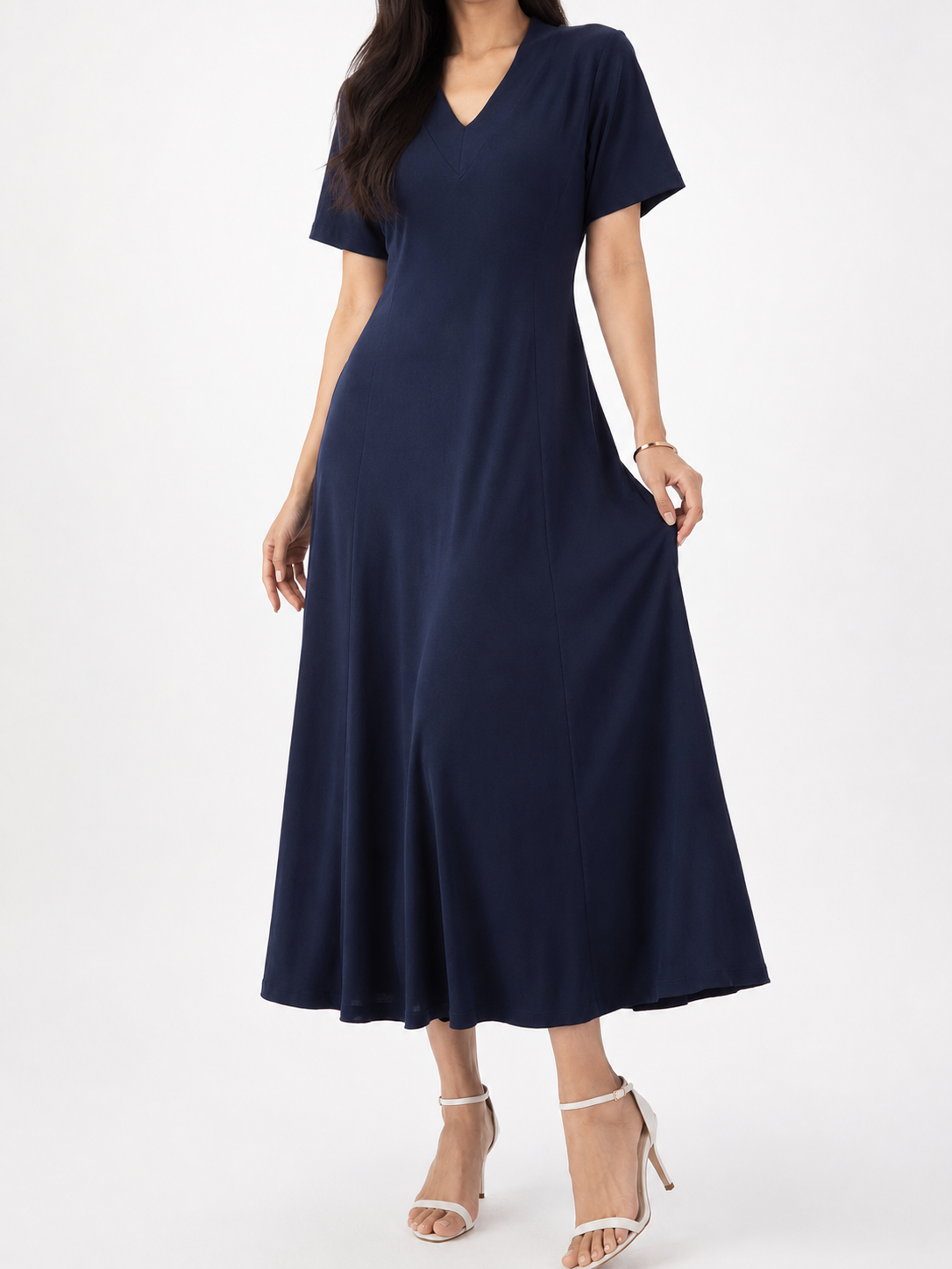 2550 Violetta V-Neck Flared Cotton Dress (L Size: B 38-52cm; H 43-63cm; L 122cm, XL Size: UW 42-56cm; H 47-67cm; L 122cm)