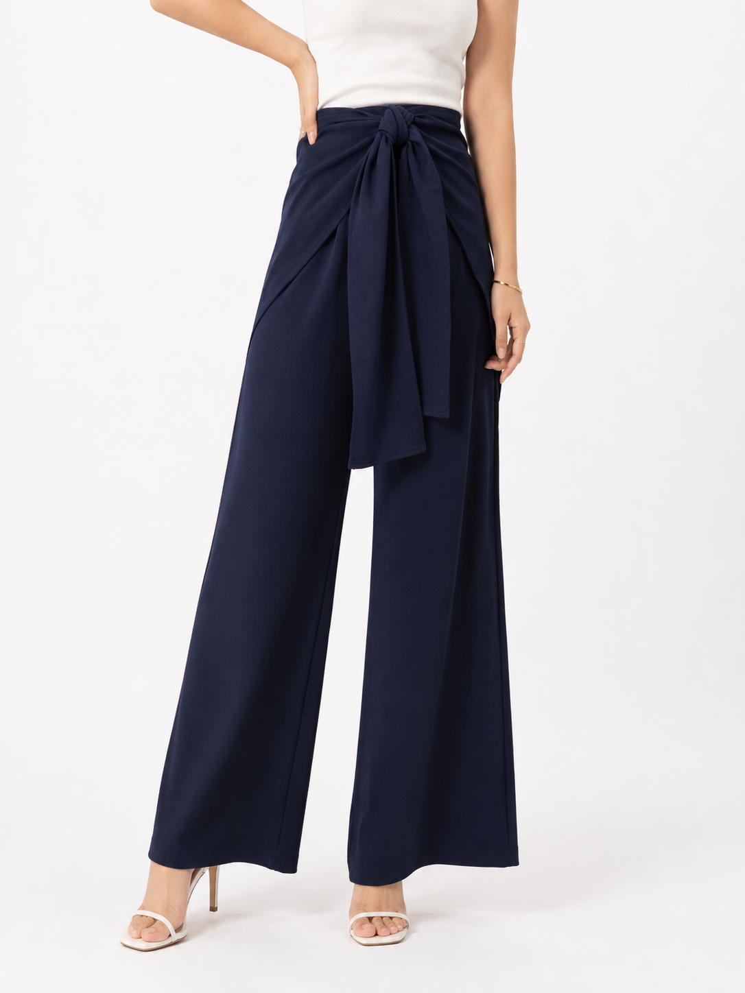 917 Claudie Cloud Soft Cotton Pants w Waist Tie-Up Overlay (L Size: UW 32-42cm; H 43-57cm; L 103cm, XL Size: UW 35-45cm; H 46-60cm; L 104cm)