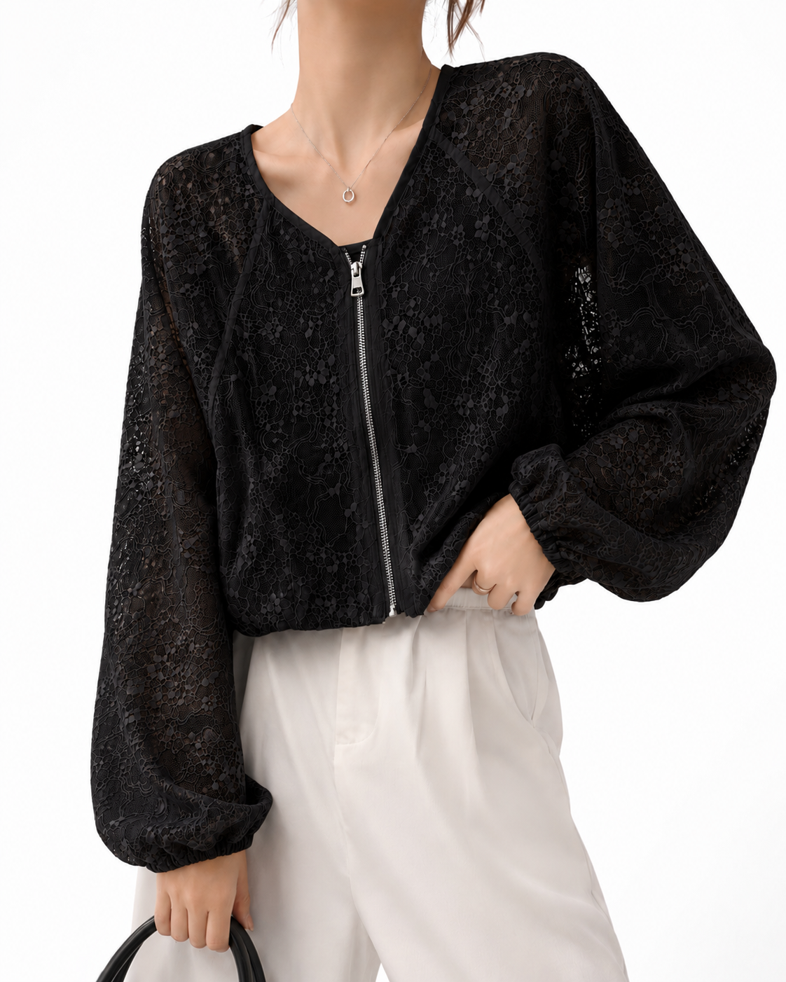 GZ July Stream #18: (PO) 5239 Lace Zip-Up Bomber Jacket (B: FS, L 47cm)