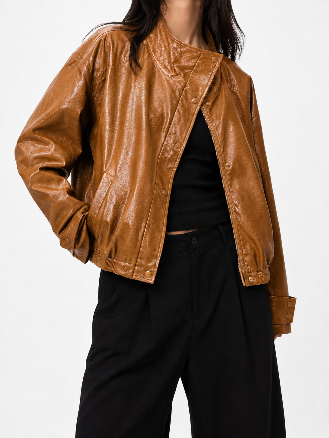 GZ July Stream #18: (PO) 6218-A Chic Leather Jacket (MSize B:55cm L58cm/ LSize B:57cm L58cm)