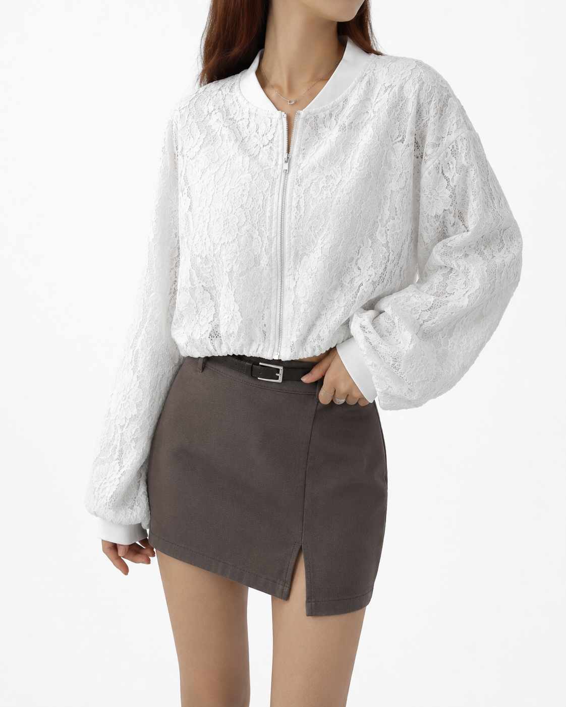 GZ July Stream #18: (PO) 5206 Lace Zip-Up Cropped Jacket (Msize B:55cm L:47cm Lsize B:57cm L:47cm)