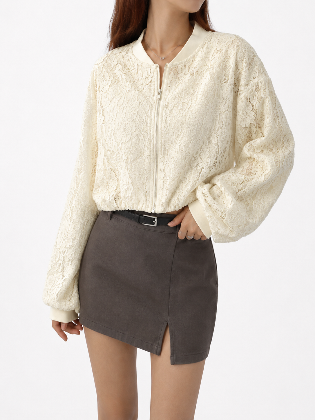 GZ July Stream #18: (PO) 5206 Lace Zip-Up Cropped Jacket (Msize B:55cm L:47cm Lsize B:57cm L:47cm)