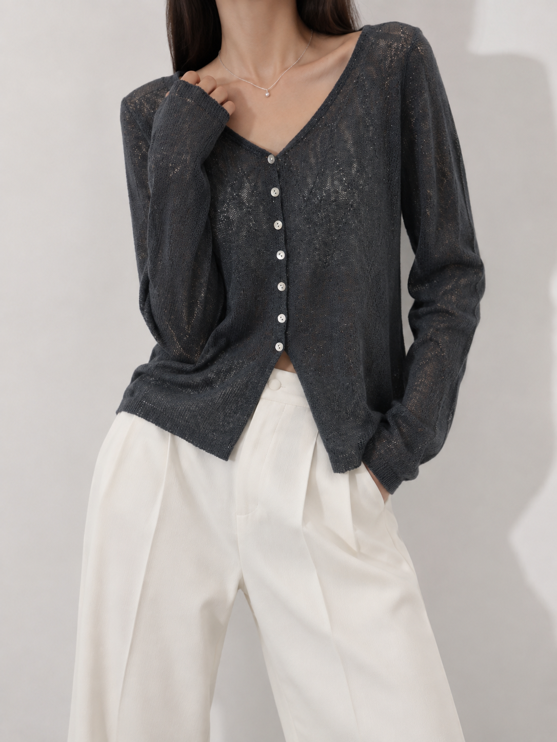 8584 Corey Crochet Knit Cardigan (B 54-60cm; L 50cm)