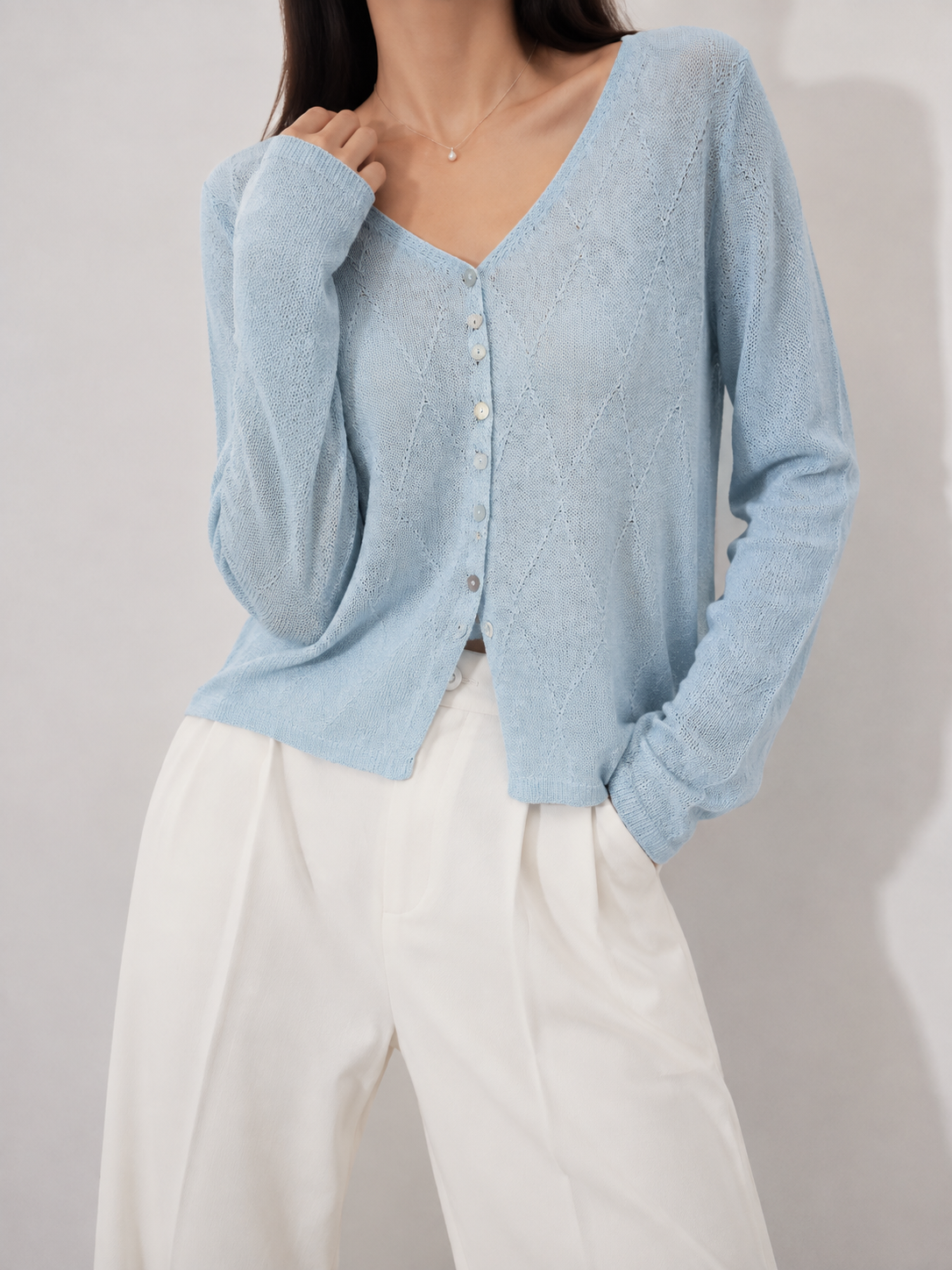 8584 Corey Crochet Knit Cardigan (B 54-60cm; L 50cm)