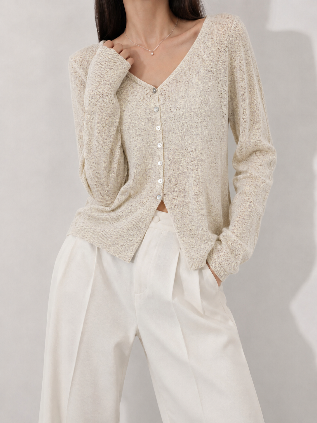 8584 Corey Crochet Knit Cardigan (B 54-60cm; L 50cm)