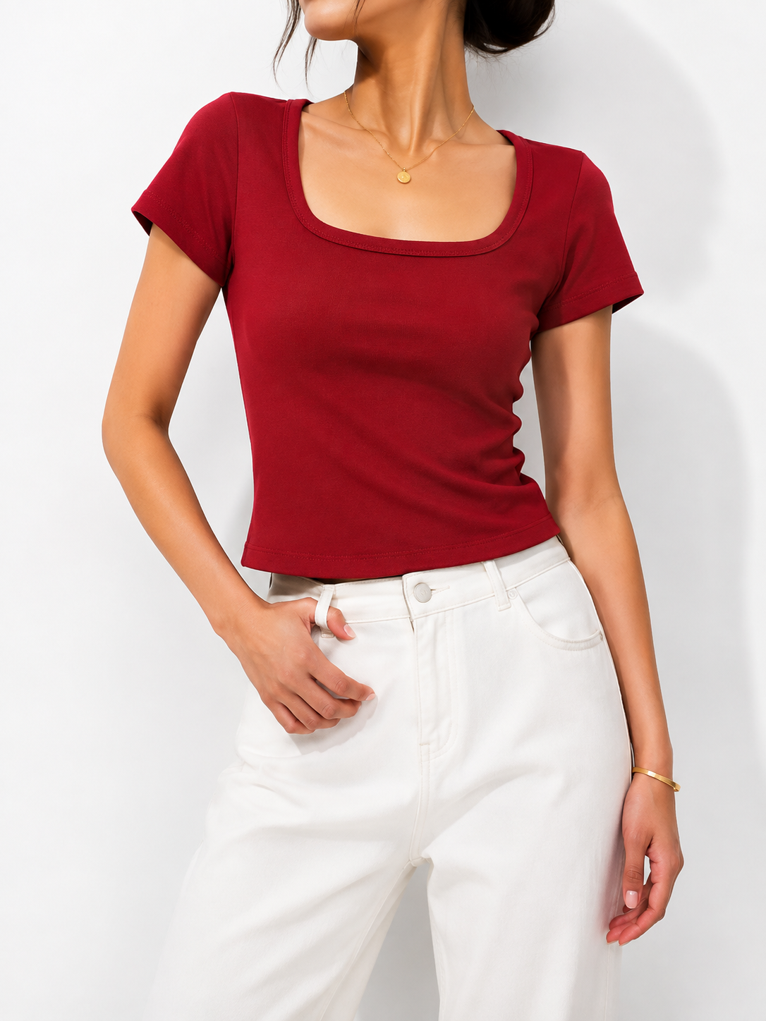 2601 Finley Square Neck Fitted Cotton Top (B 35-45cm; L 46cm)