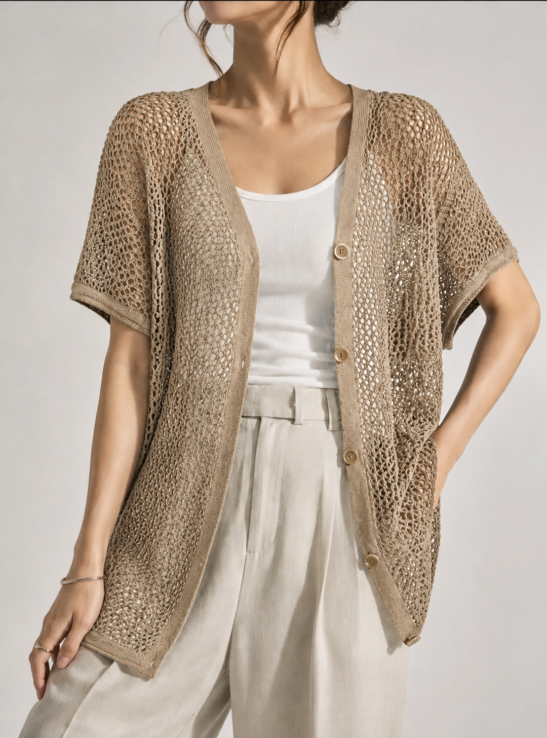 8615 Bavina Button Down Crochet Top (B 60-62cm; L 58cm)