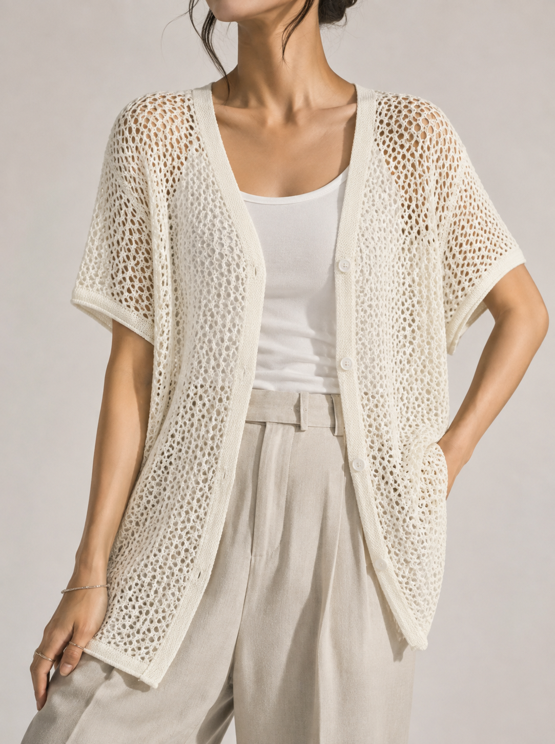 8615 Bavina Button Down Crochet Top (B 60-62cm; L 58cm)
