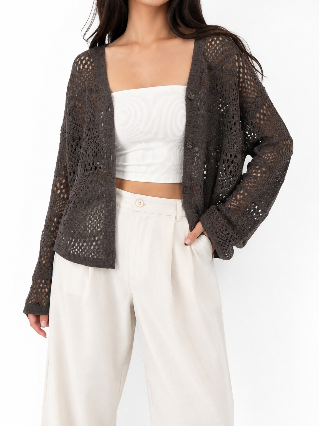 8614 Clifford Crochet Knit Cardigan