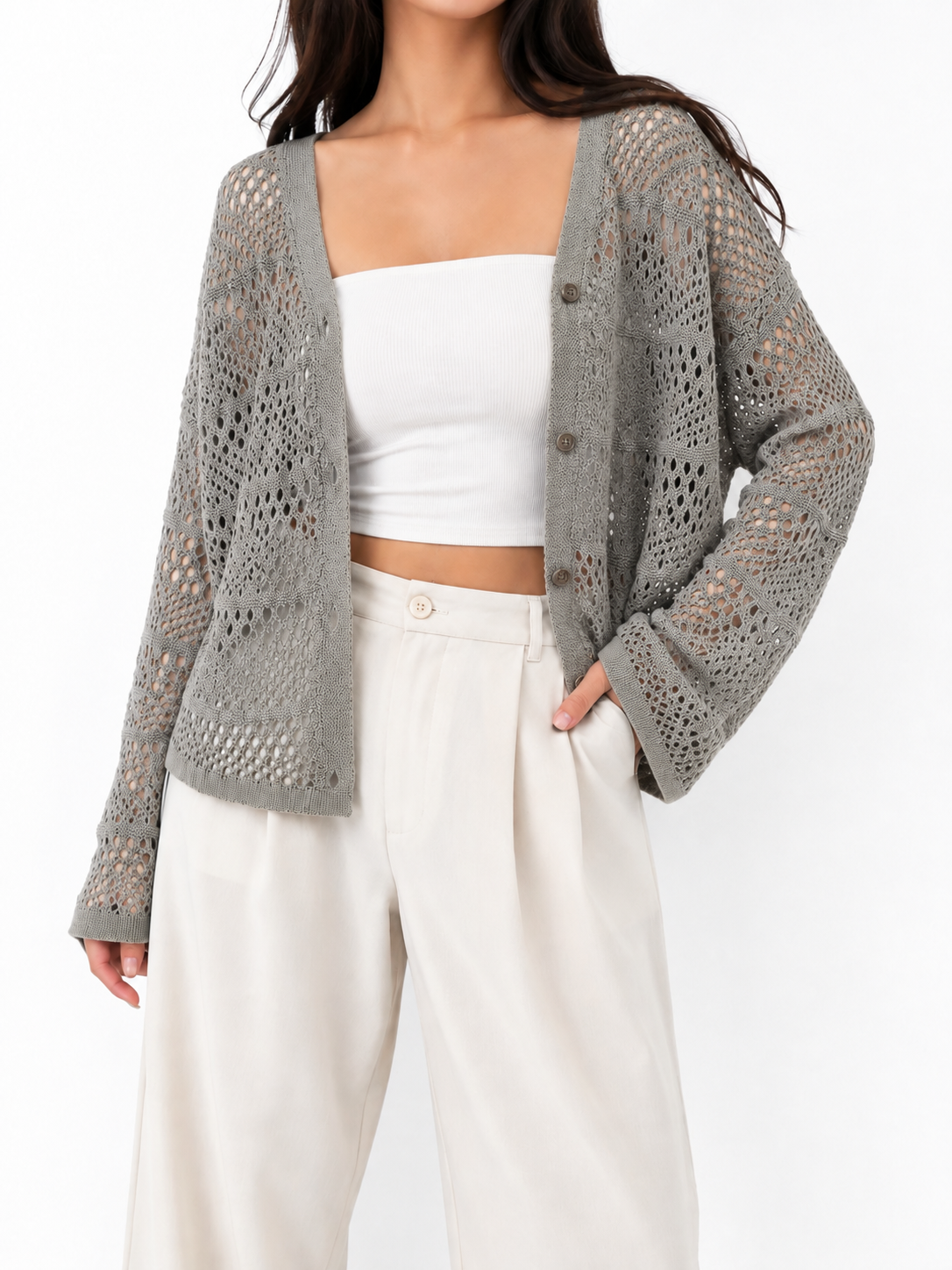 8614 Clifford Crochet Knit Cardigan