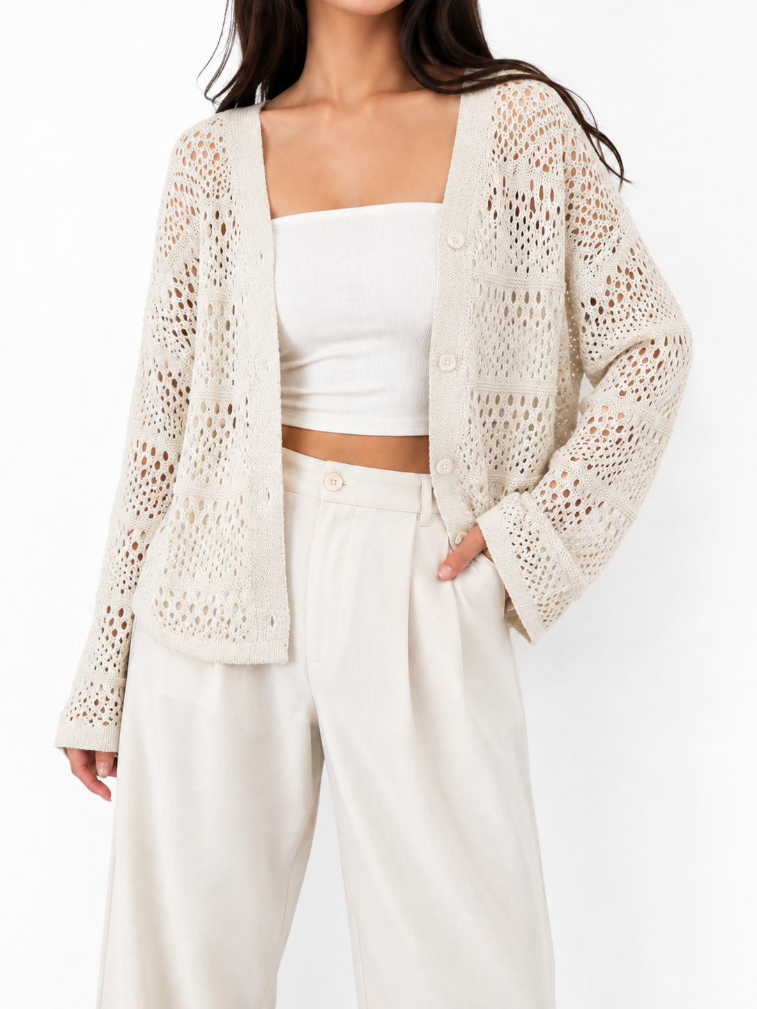 8614 Clifford Crochet Knit Cardigan
