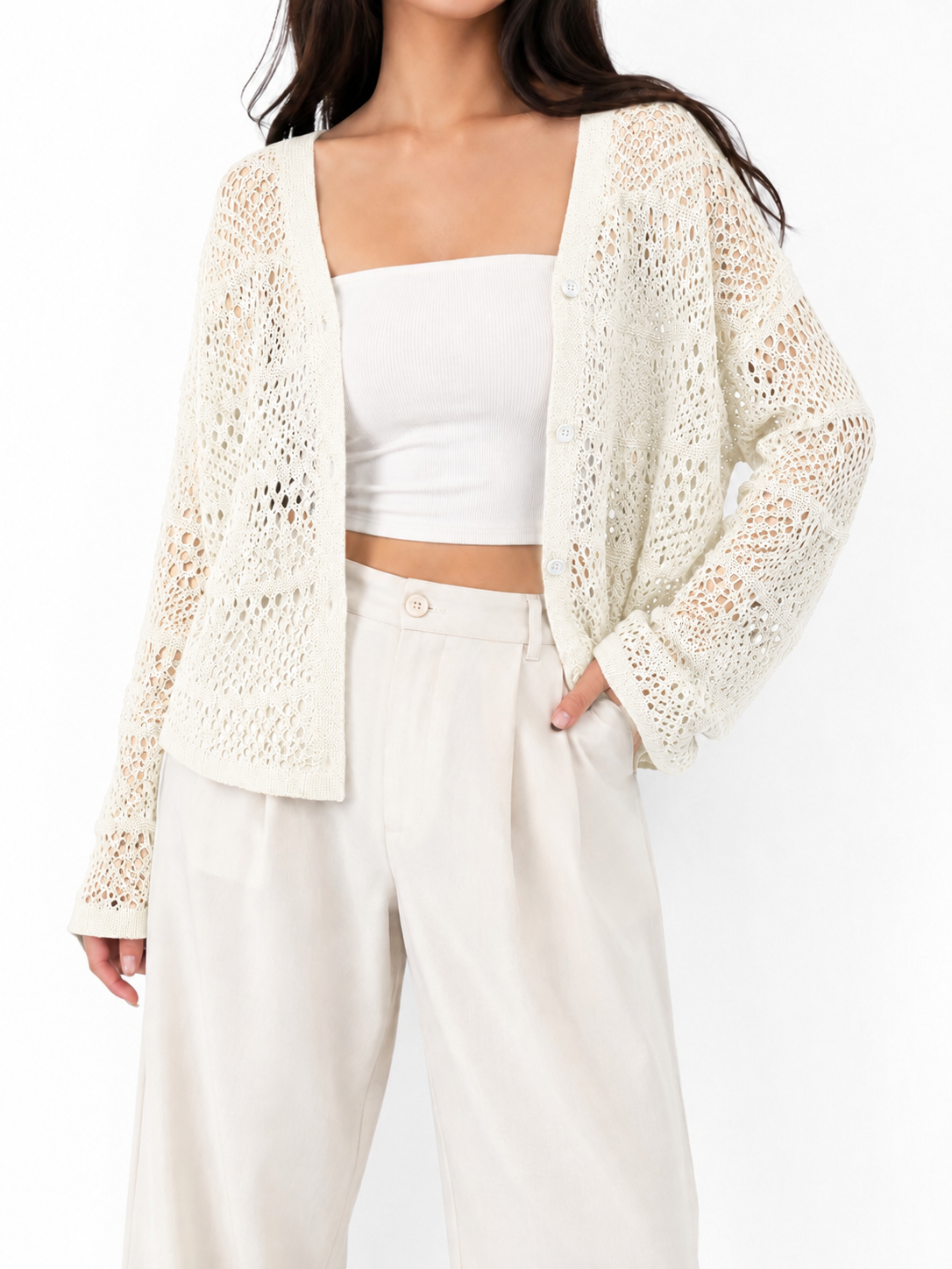8614 Clifford Crochet Knit Cardigan