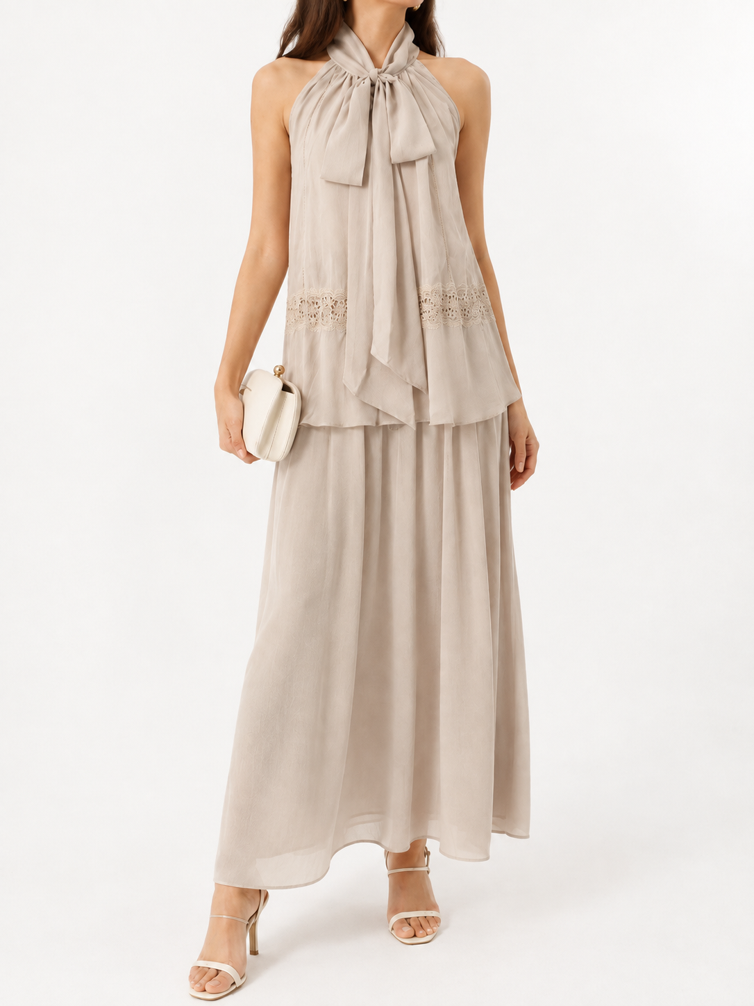 8002 Claudine Chiffon Halter Neck Sheer Top & Elastic Waist Skirt Set (Top: B 50-60cm; L 60cm, Bottom:  UW 30-48cm; H 55-65cm; L 90cm)