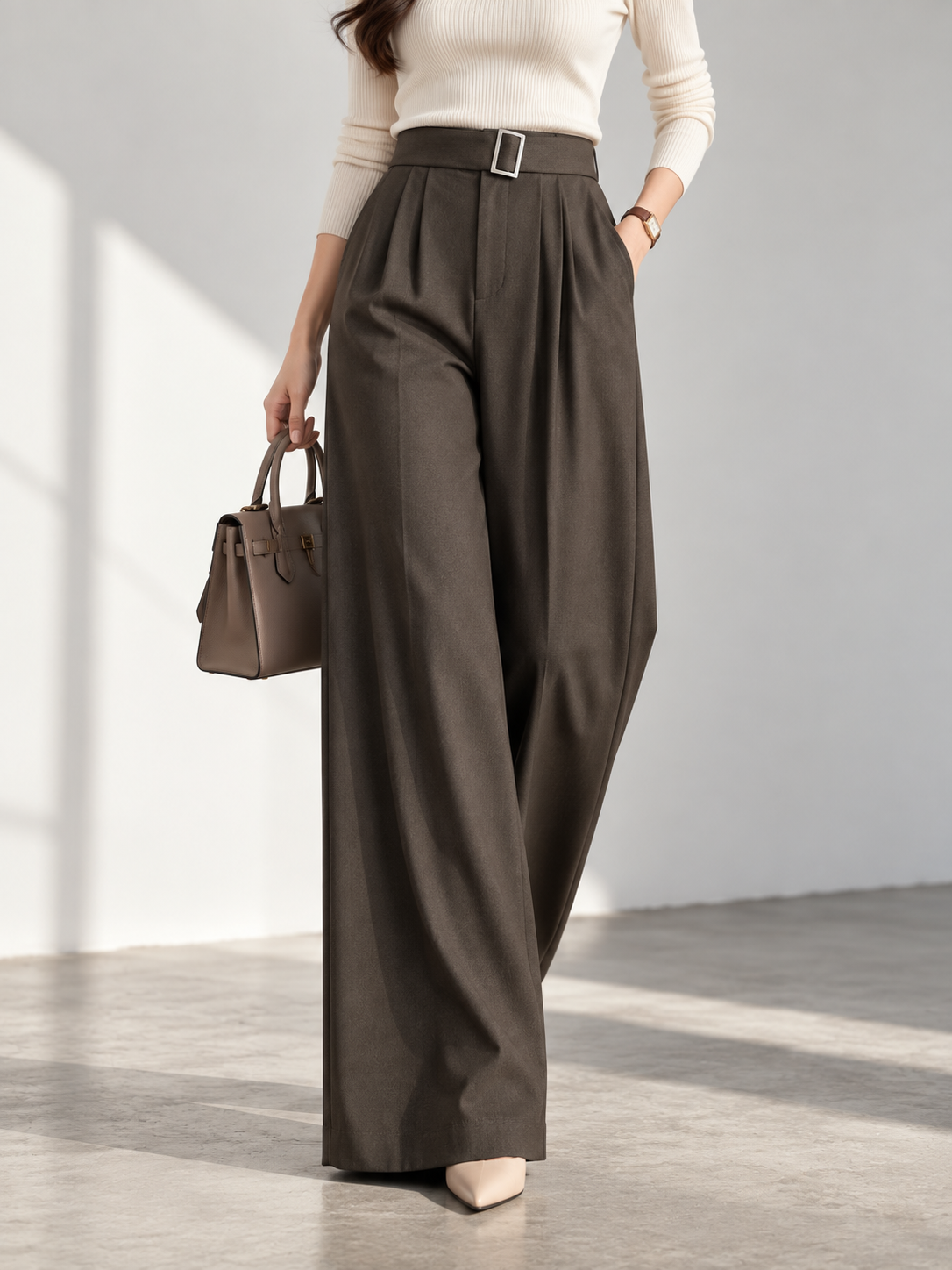 6011 Tommy Half Elastic Waist Tailored Pants (M Size: UW 33-40cm; H 48-52cm; L 100cm, L Size: UW 35-42cm; H 52-56cm; L 102cm, XL Size: UW 37-44cm; H 56-60cm; L 102cm)