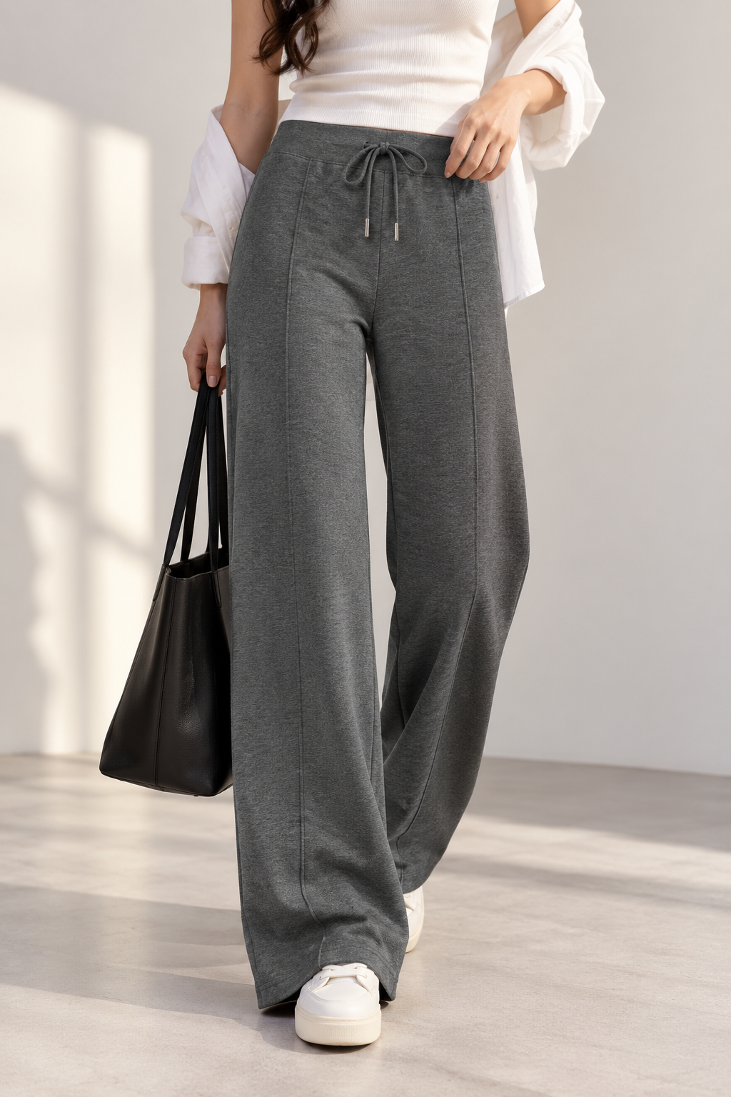 968 Connor Cloud Soft Elastic Tie-Waist Cotton Sweat Pants (M Size: UW 33-40cm; H 42-54cm; L 100cm, L Size: UW 34-41cm; H 42-56cm; L 100cm, XL Size: UW 35-42cm; H 45-58cm; L 102cm)