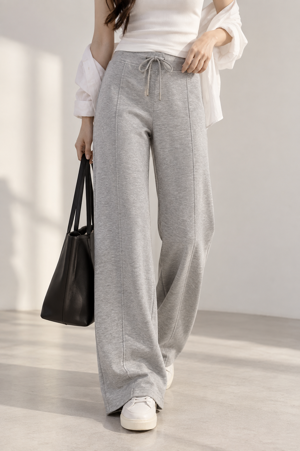 968 Connor Cloud Soft Elastic Tie-Waist Cotton Sweat Pants (M Size: UW 33-40cm; H 42-54cm; L 100cm, L Size: UW 34-41cm; H 42-56cm; L 100cm, XL Size: UW 35-42cm; H 45-58cm; L 102cm)