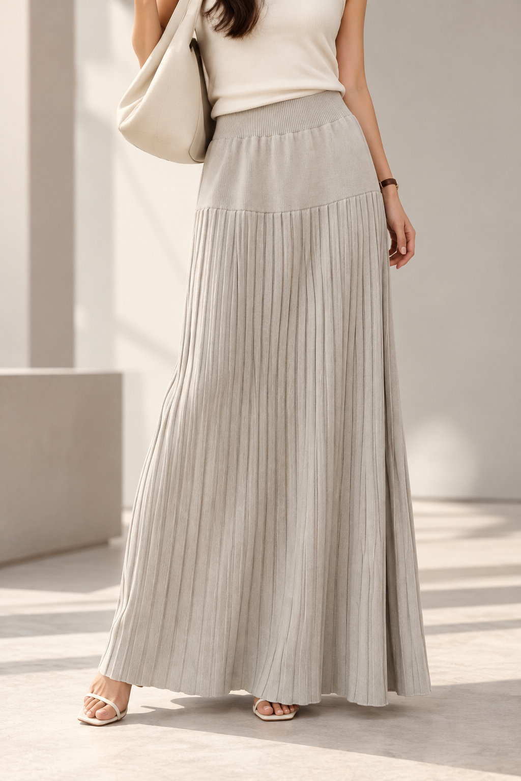 3755 Madora Ribbed Knitted Maxi Skirt (UW 33-48cm; H 50-70cm; L 84cm)