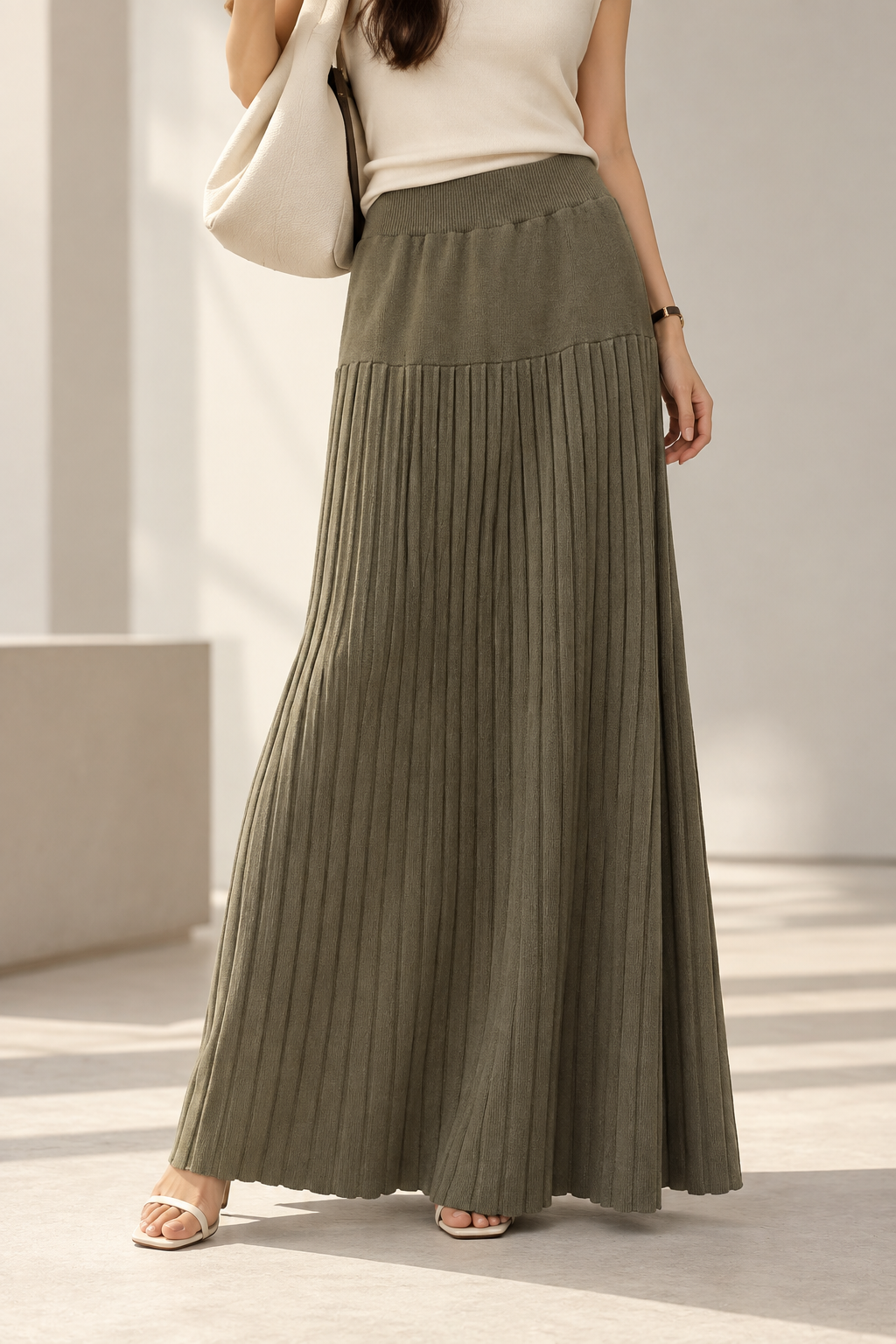3755 Madora Ribbed Knitted Maxi Skirt (UW 33-48cm; H 50-70cm; L 84cm)