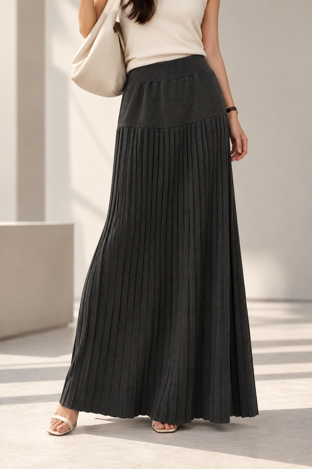 3755 Madora Ribbed Knitted Maxi Skirt (UW 33-48cm; H 50-70cm; L 84cm)
