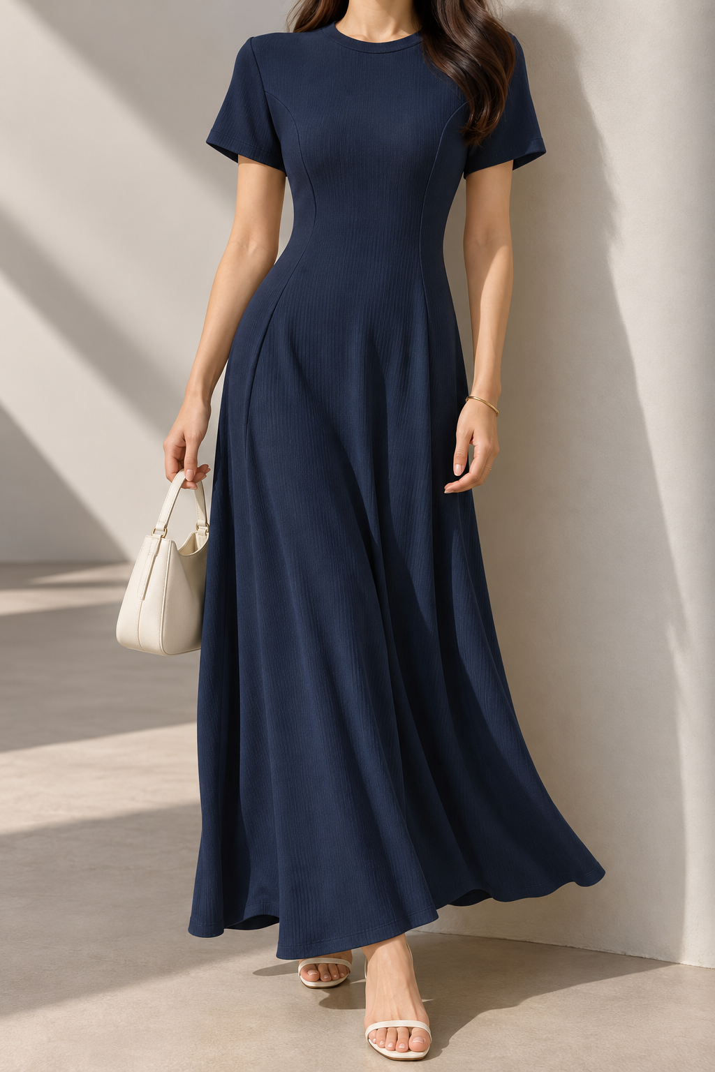 6328 Ranillda Ribbed Flared Cotton Dress (B 37-52cm; H 52-68cm; L 116cm)