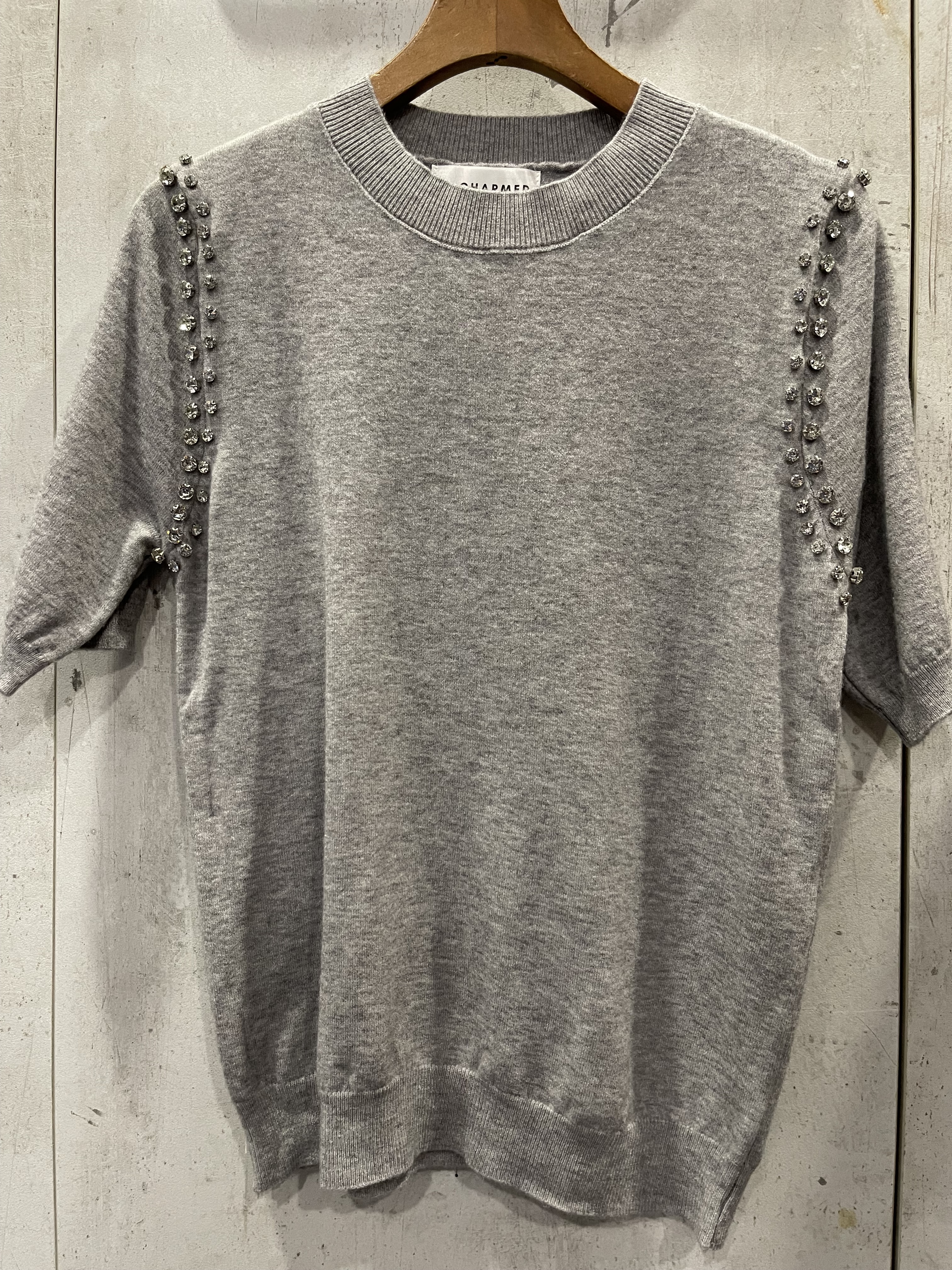 2244 Mirabel Mid Sleeve Knit Top W Rhinestones (B 41-52cm; L 53cm)