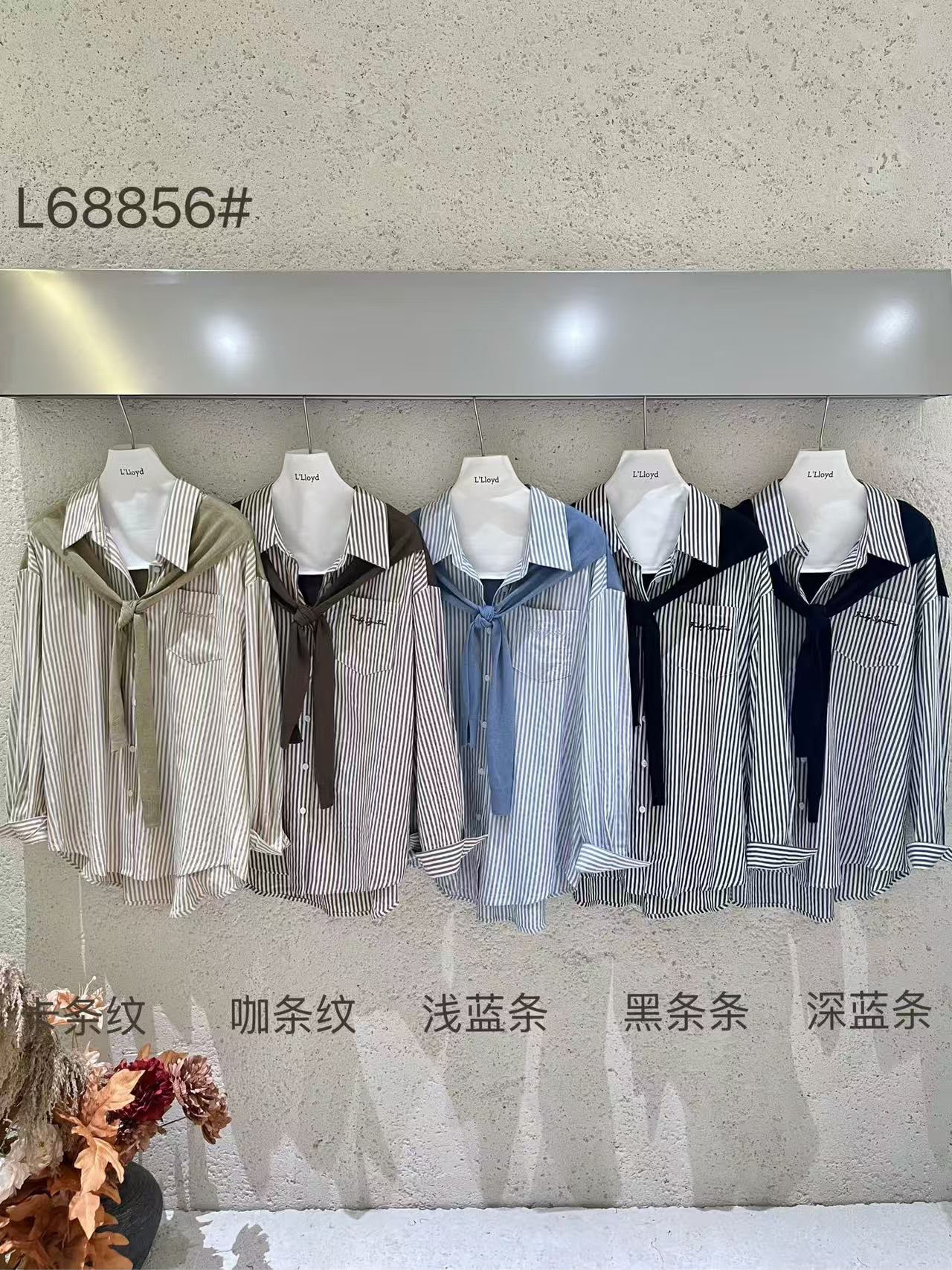 GZ Oct Stream #9: (PO) L68856 Maris Stripe Shirt w Attached Scarf (B cm; L cm)